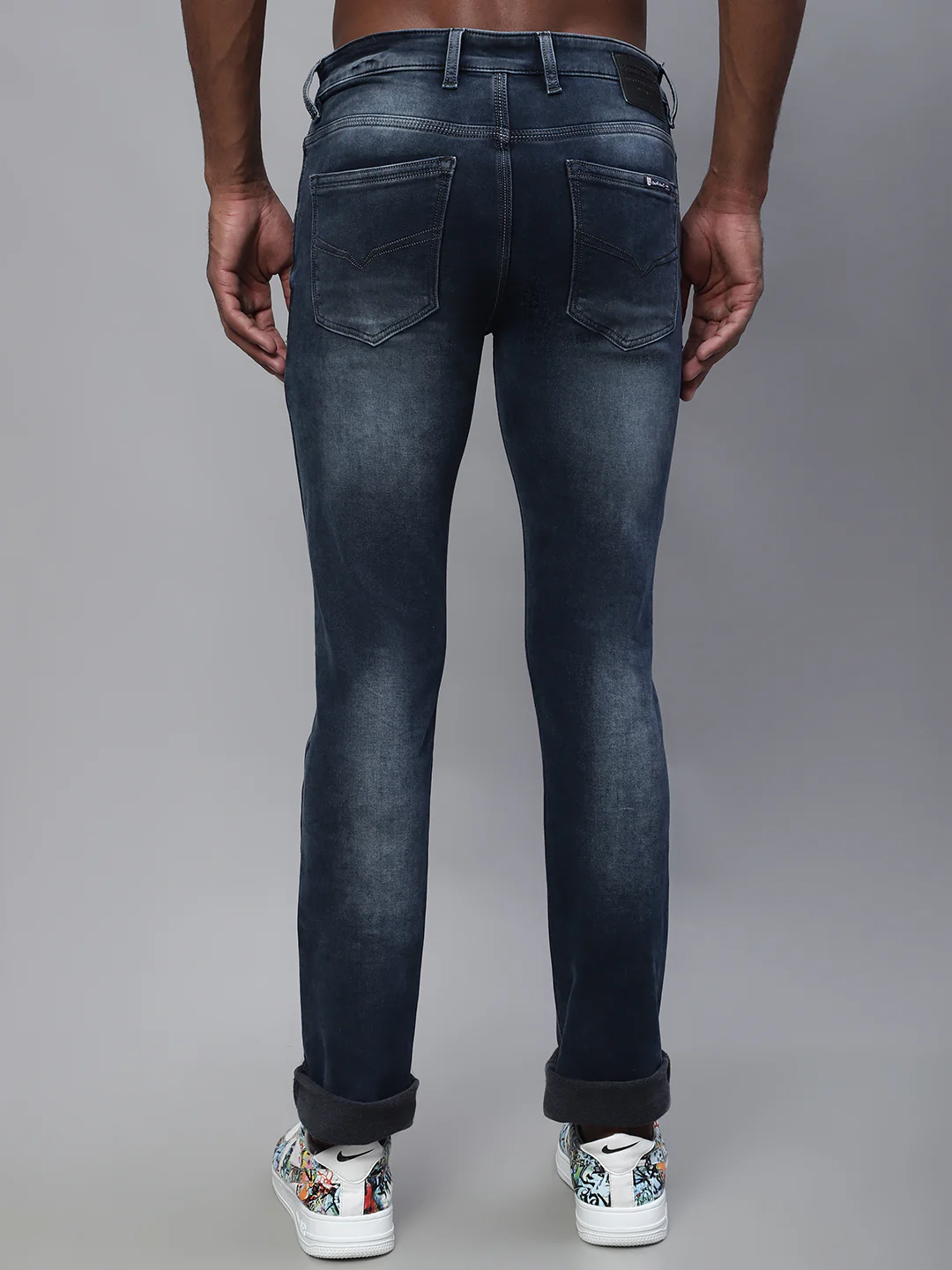 Denim Jeans for Men l Breathable & Soft with Color Fastness Ultra Narrow Fit Cotton Fabric Solid Pattern Button Closure - Image 2