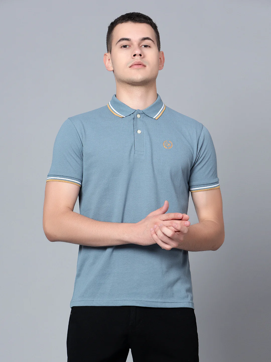 T-Shirt for Men | Breathable & Soft with Color Fastness Regular Fit Polo Neck Poly Cotton Fabric Solid Pattern - Image 2