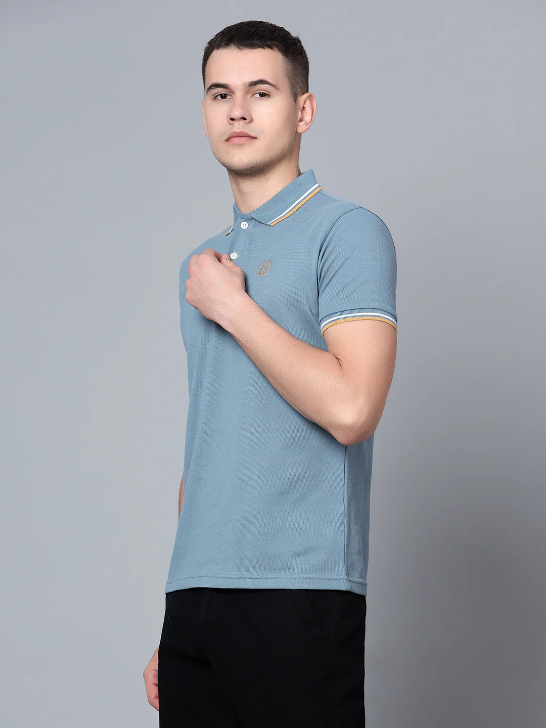 T-Shirt for Men | Breathable & Soft with Color Fastness Regular Fit Polo Neck Poly Cotton Fabric Solid Pattern - Image 3