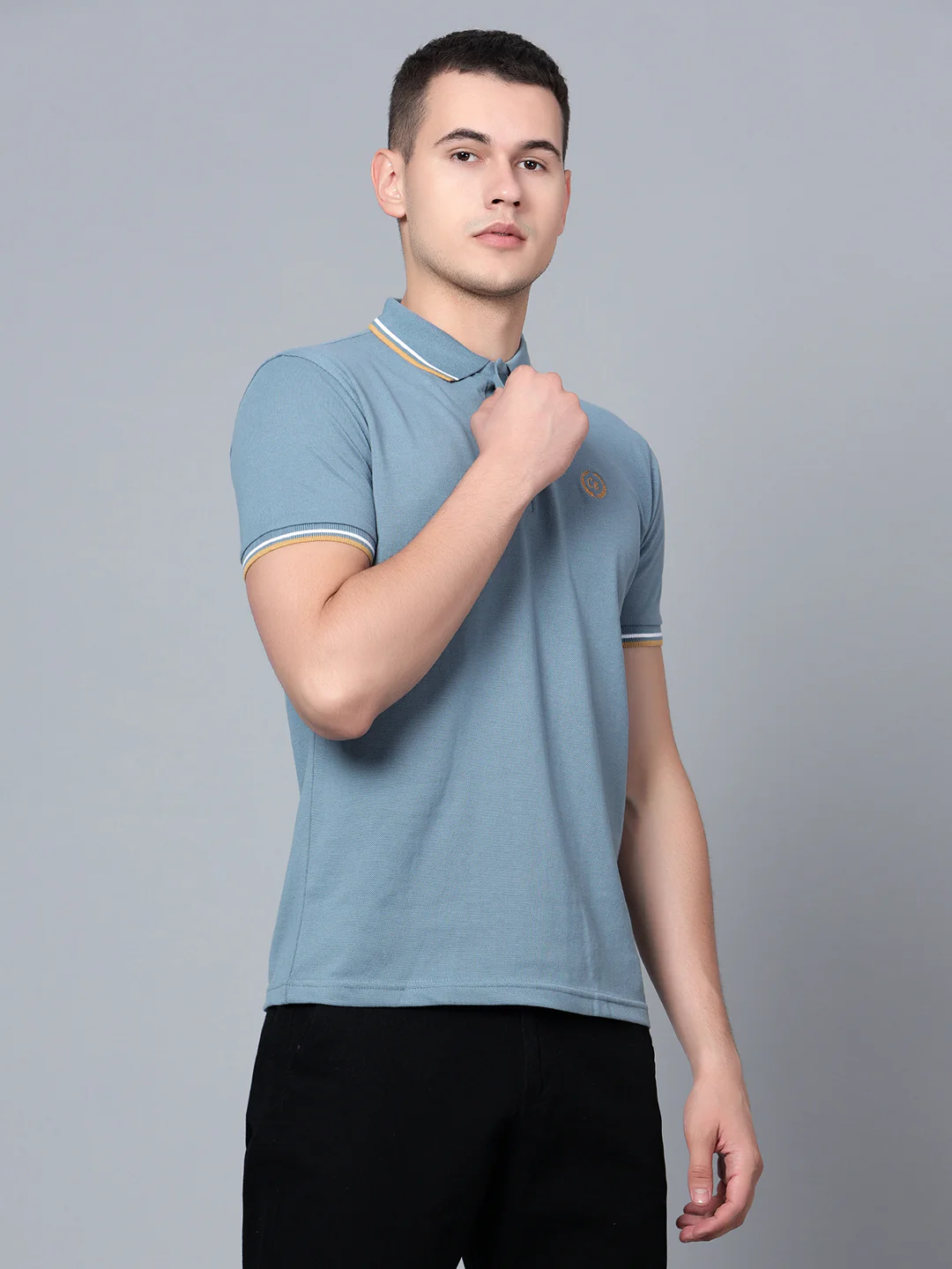 T-Shirt for Men | Breathable & Soft with Color Fastness Regular Fit Polo Neck Poly Cotton Fabric Solid Pattern - Image 4