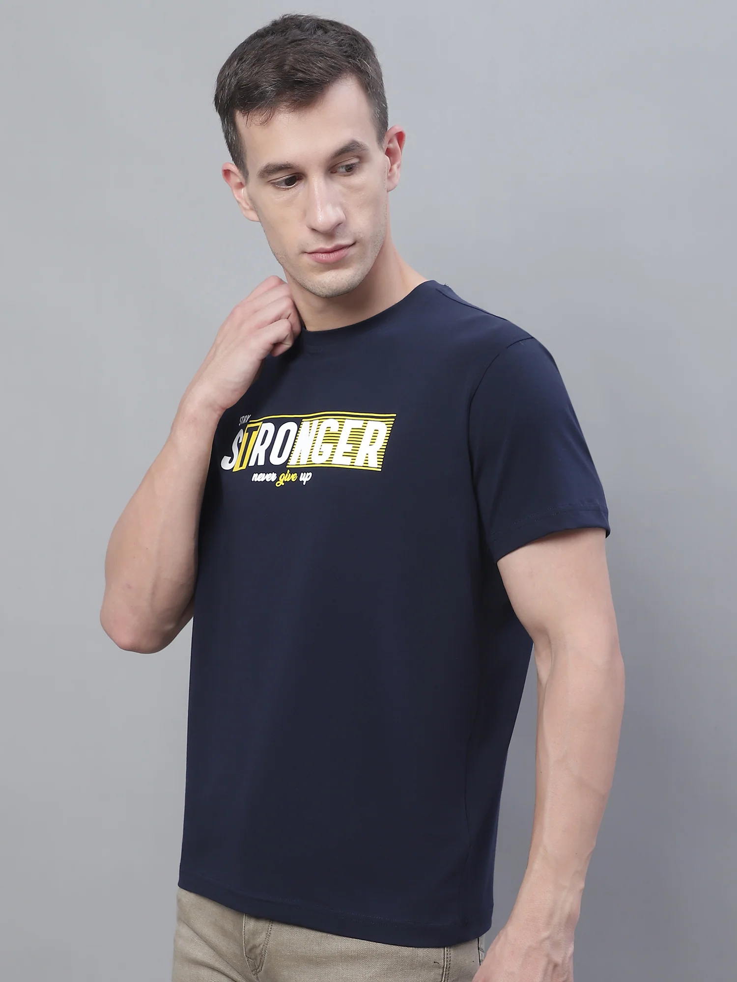 T-Shirt for Men | Breathable & Soft with Color Fastness Regular Fit Round Neck Cotton Blend Fabric Printed Pattern - Image 2