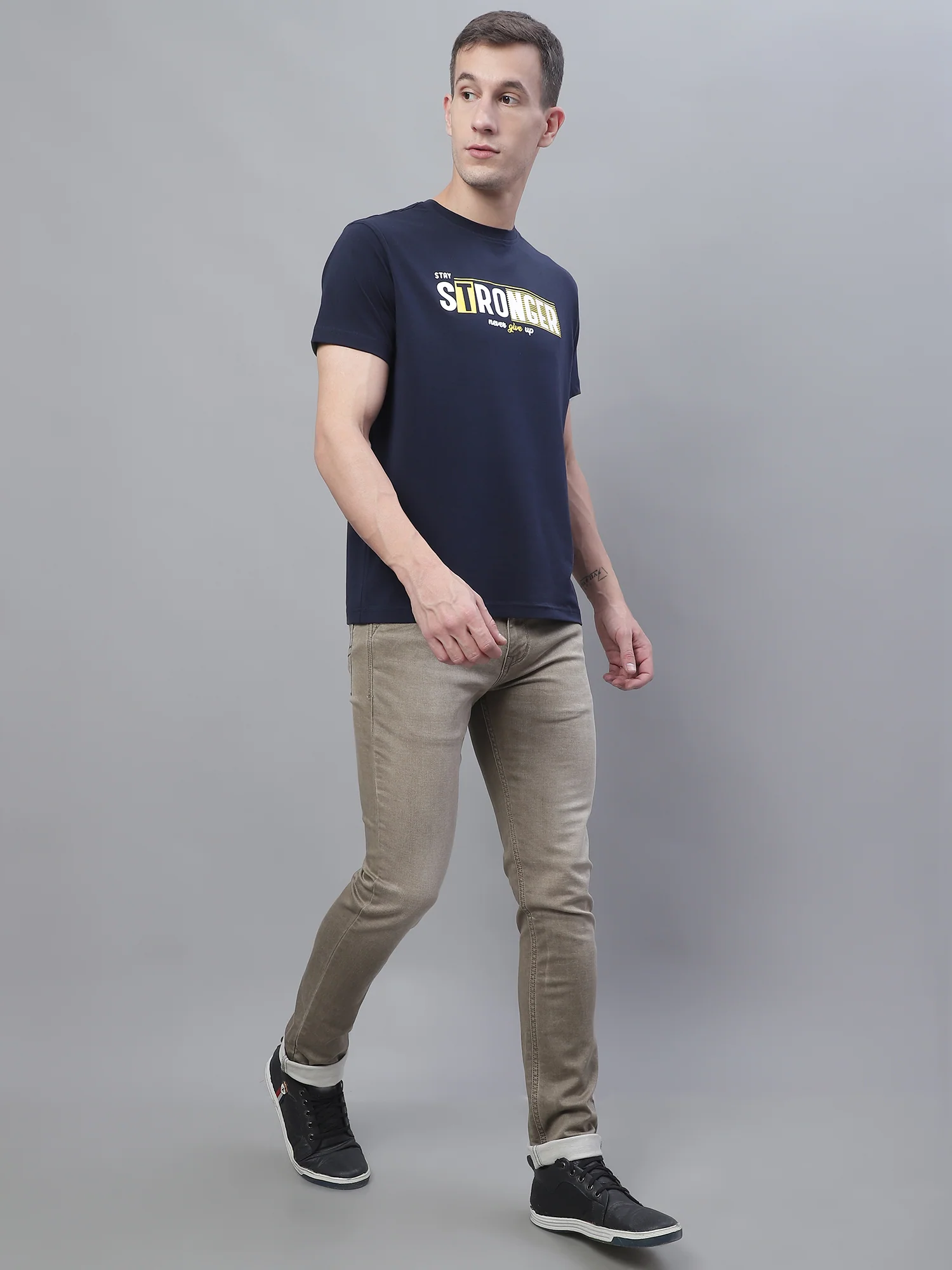 T-Shirt for Men | Breathable & Soft with Color Fastness Regular Fit Round Neck Cotton Blend Fabric Printed Pattern - Image 4