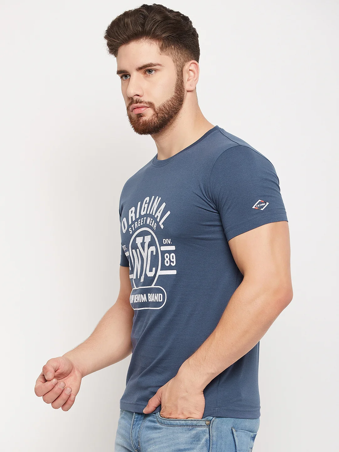 T-Shirt for Men | Breathable & Soft with Color Fastness Regular Fit Round Neck Poly Cotton Fabric Printed Pattern - Image 3