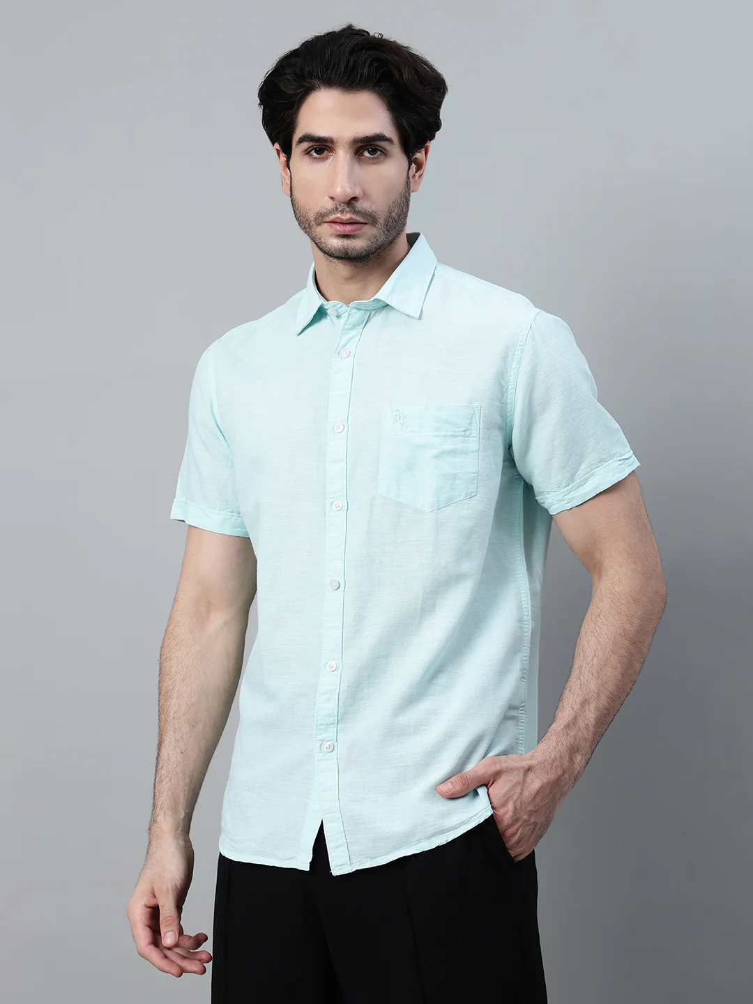 Casual Shirt for Men | Breathable & Soft with Color Fastness Regular Fit Spread Collar Neck Cotton Fabric Solid Pattern - Image 3