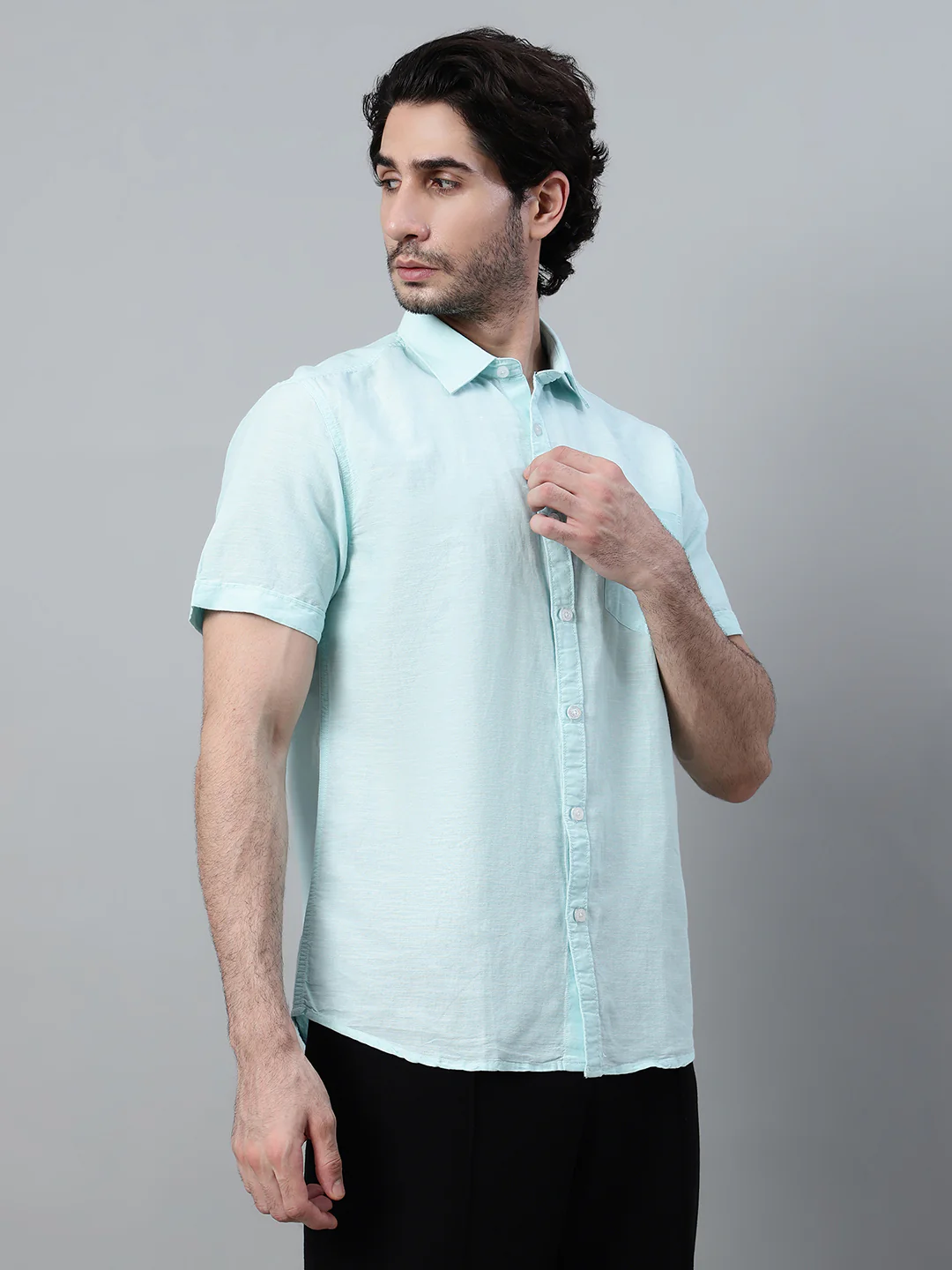 Casual Shirt for Men | Breathable & Soft with Color Fastness Regular Fit Spread Collar Neck Cotton Fabric Solid Pattern - Image 4