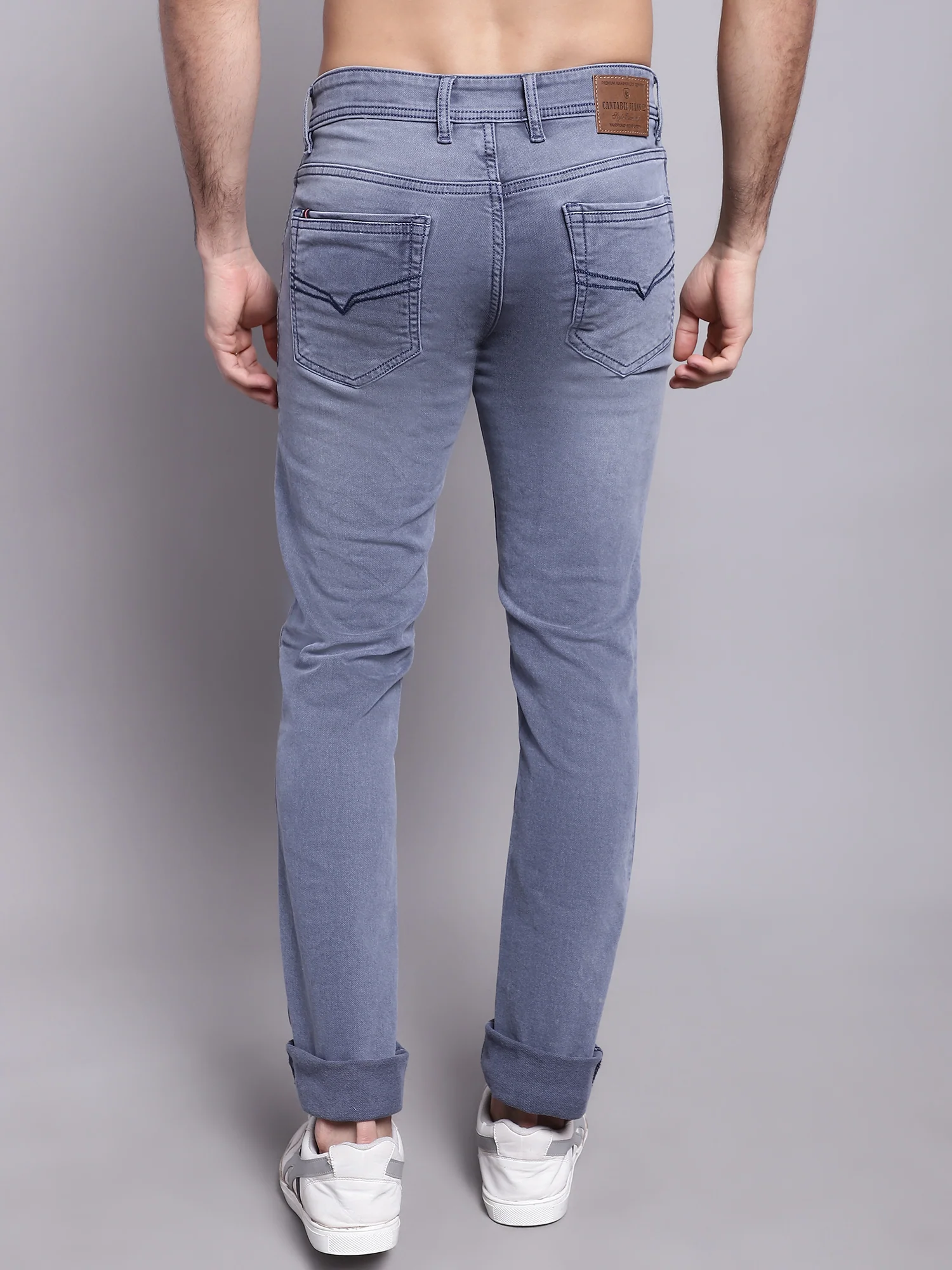 Denim Jeans for Men l Breathable & Soft with Color Fastness Ultra Narrow Fit Cotton Fabric Solid Pattern Button Closure - Image 2