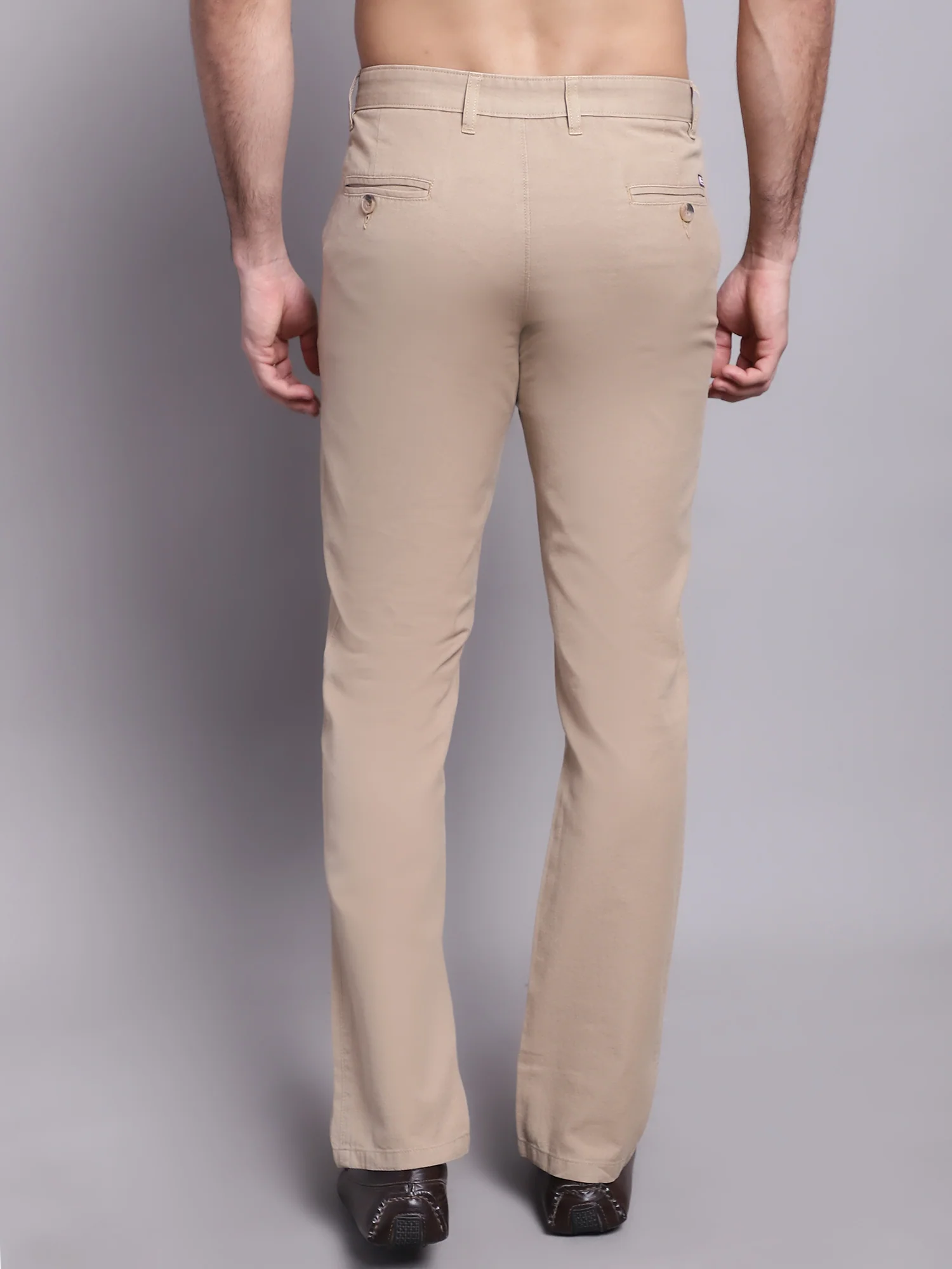 Men's Casual Flat front Khaki  Trousers - Image 2