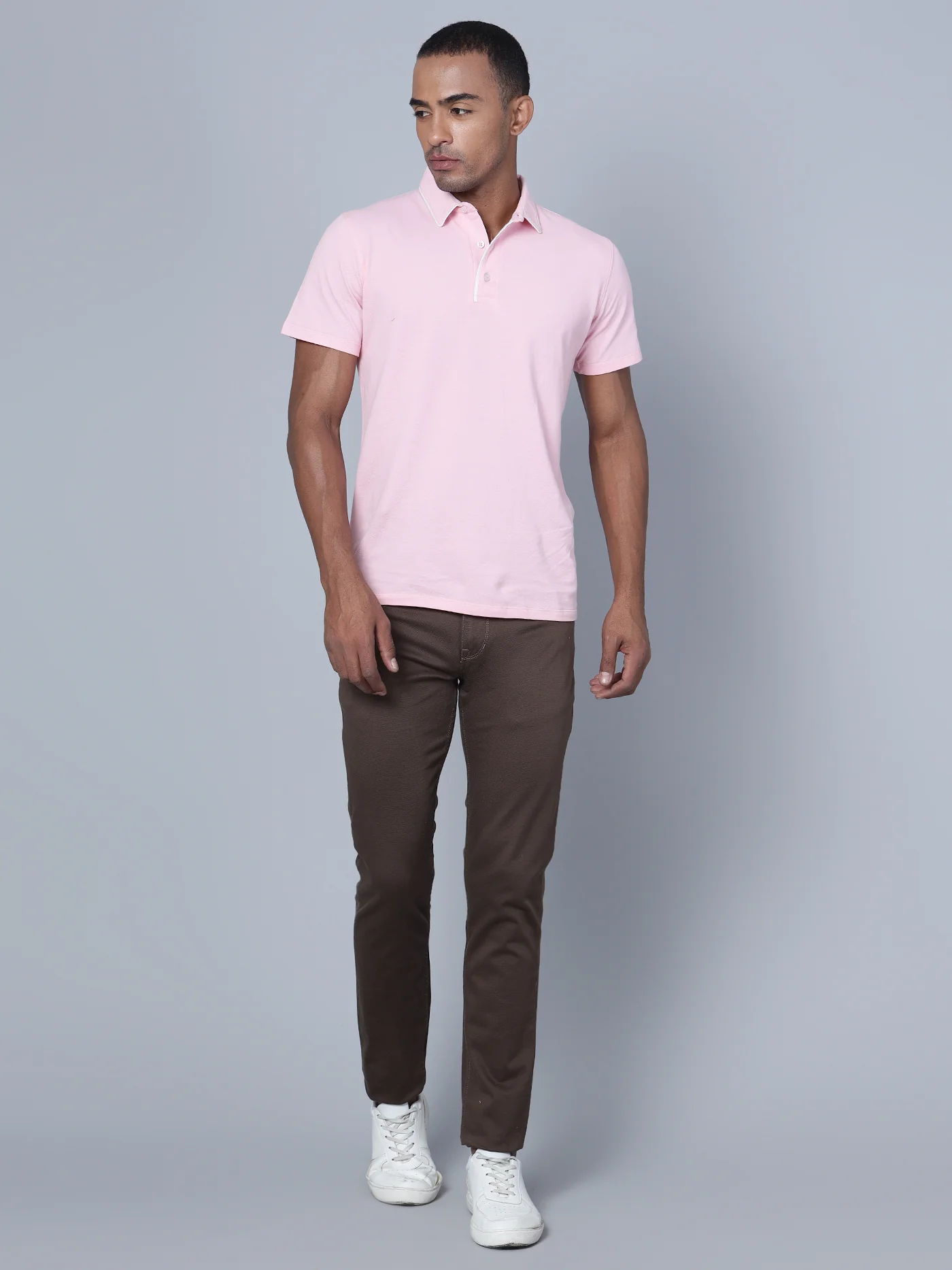 Men's Casual Flat front Brown  Trousers - Image 6