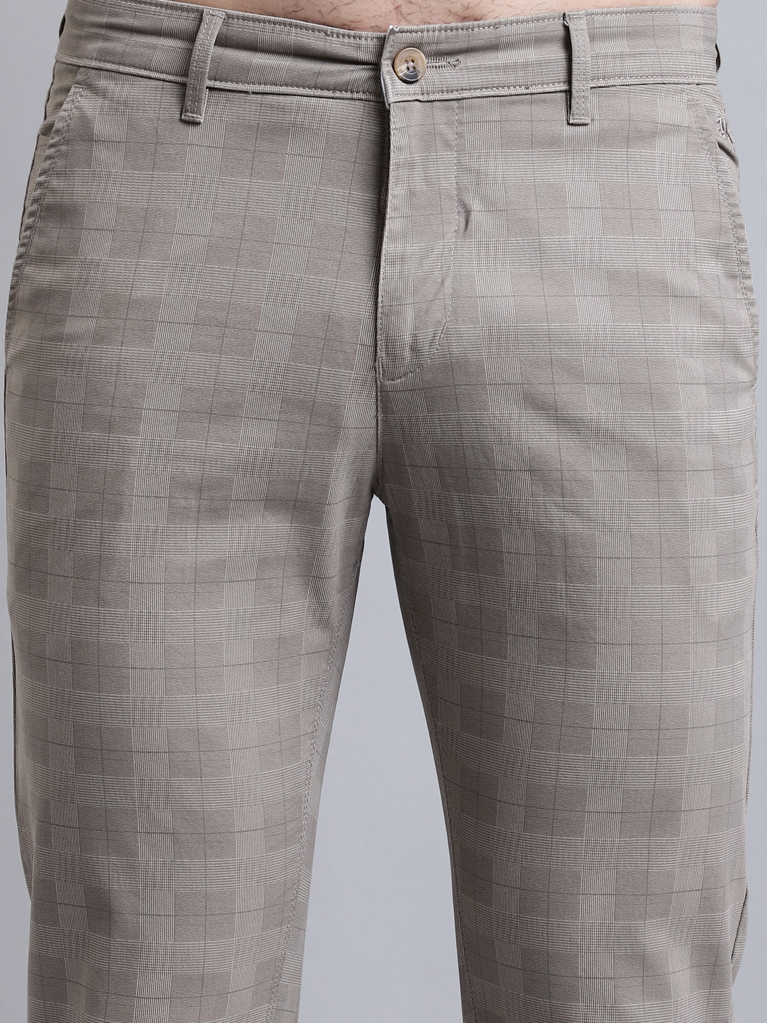 Men's Casual Flat front Brown Printed Trousers - Image 6