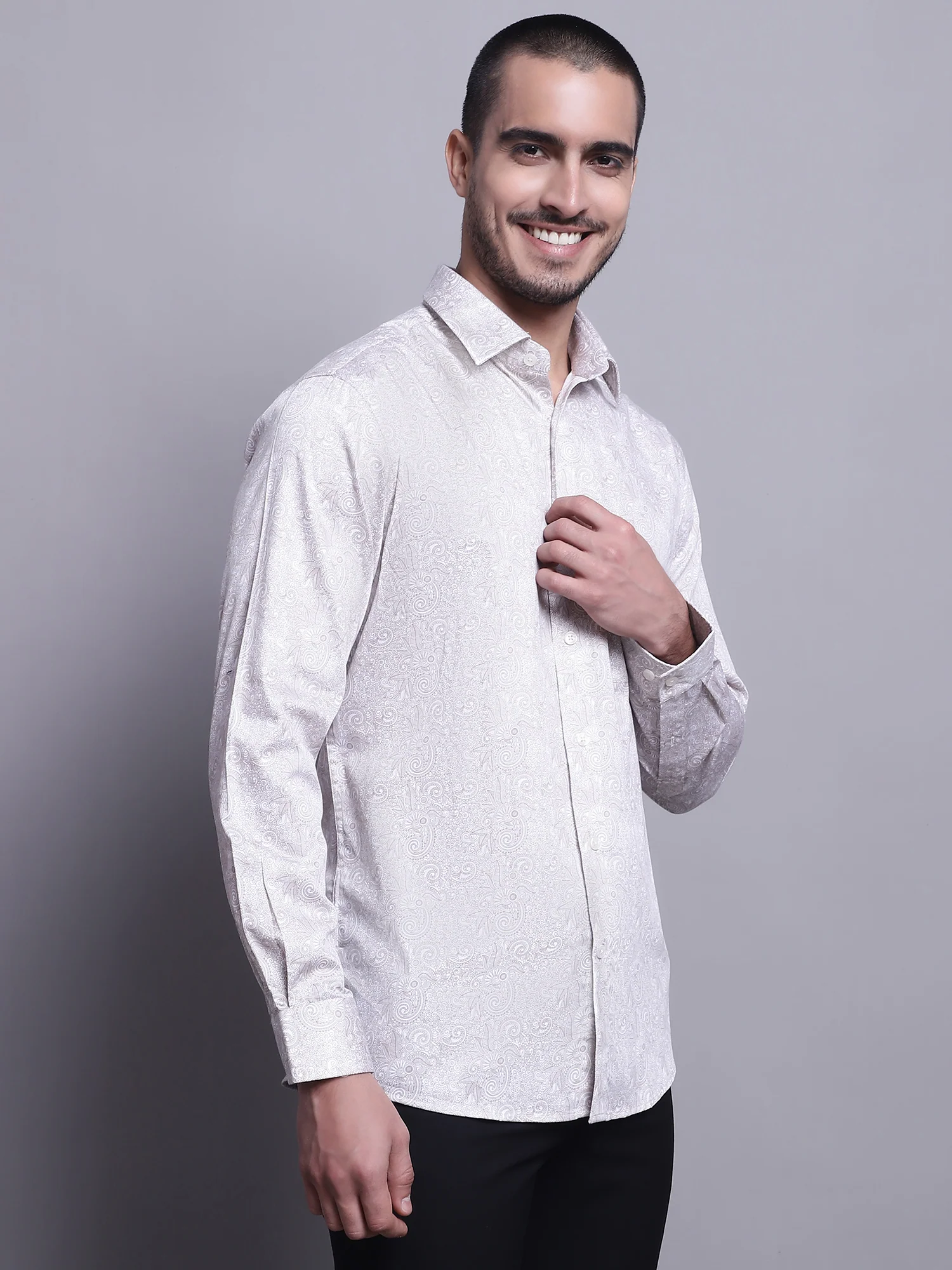 Formal Shirt for Men l Breathable & Soft with Color Fastness Regular Fit Spread Collar Neck Cotton Fabric Printed Pattern - Image 4
