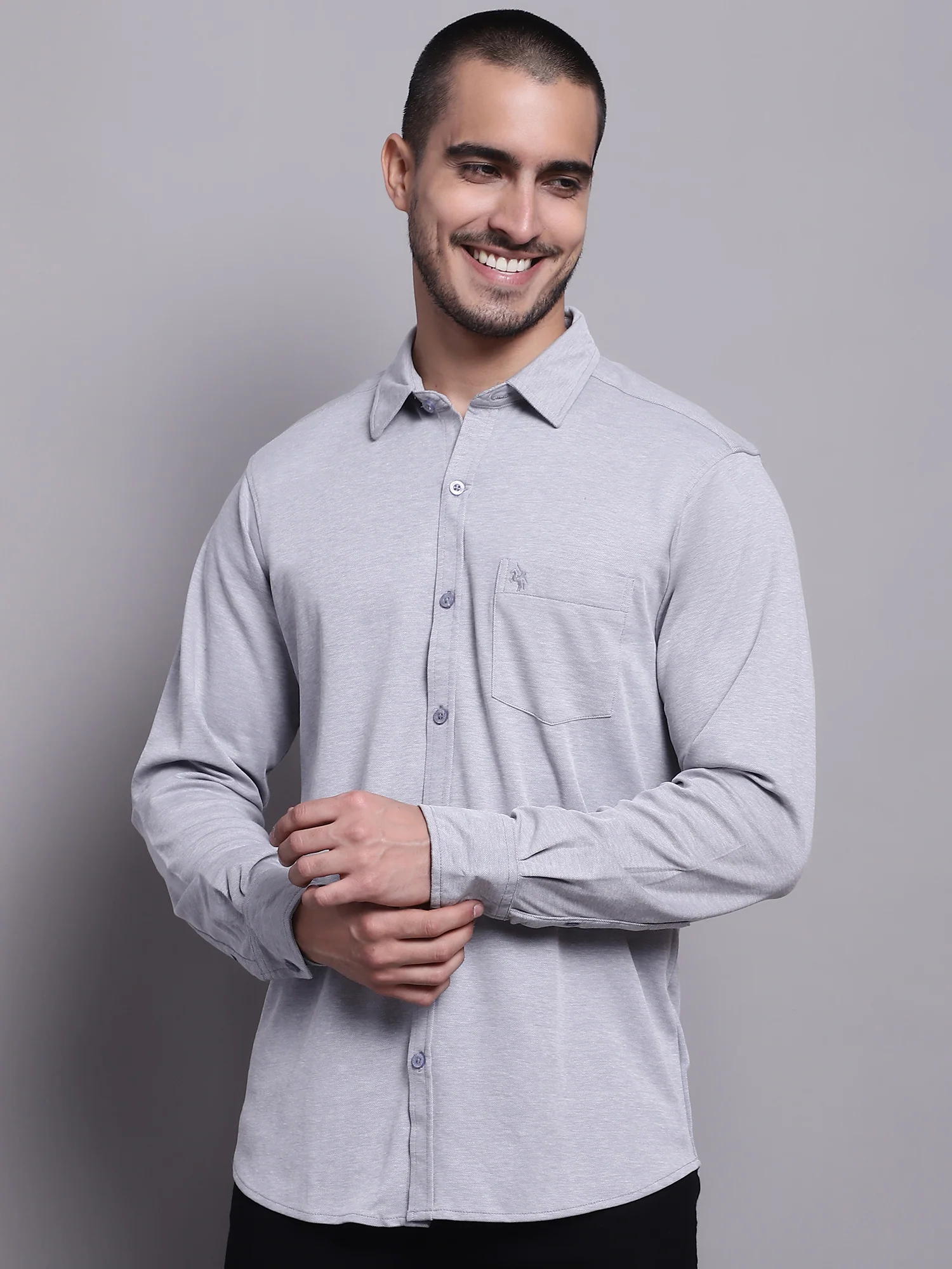 Casual Shirt for Men | Breathable & Soft with Color Fastness Regular Fit Spread Collar Neck Poly Cotton Fabric Solid Pattern - Image 2