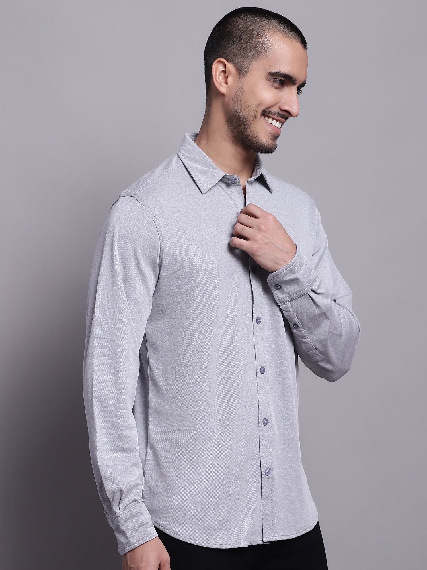 Casual Shirt for Men | Breathable & Soft with Color Fastness Regular Fit Spread Collar Neck Poly Cotton Fabric Solid Pattern - Image 3
