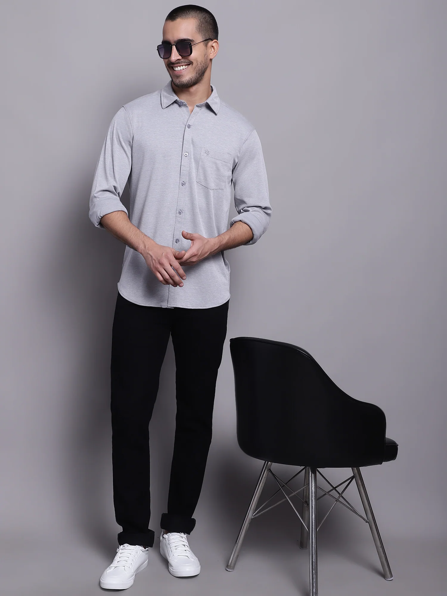 Casual Shirt for Men | Breathable & Soft with Color Fastness Regular Fit Spread Collar Neck Poly Cotton Fabric Solid Pattern - Image 4