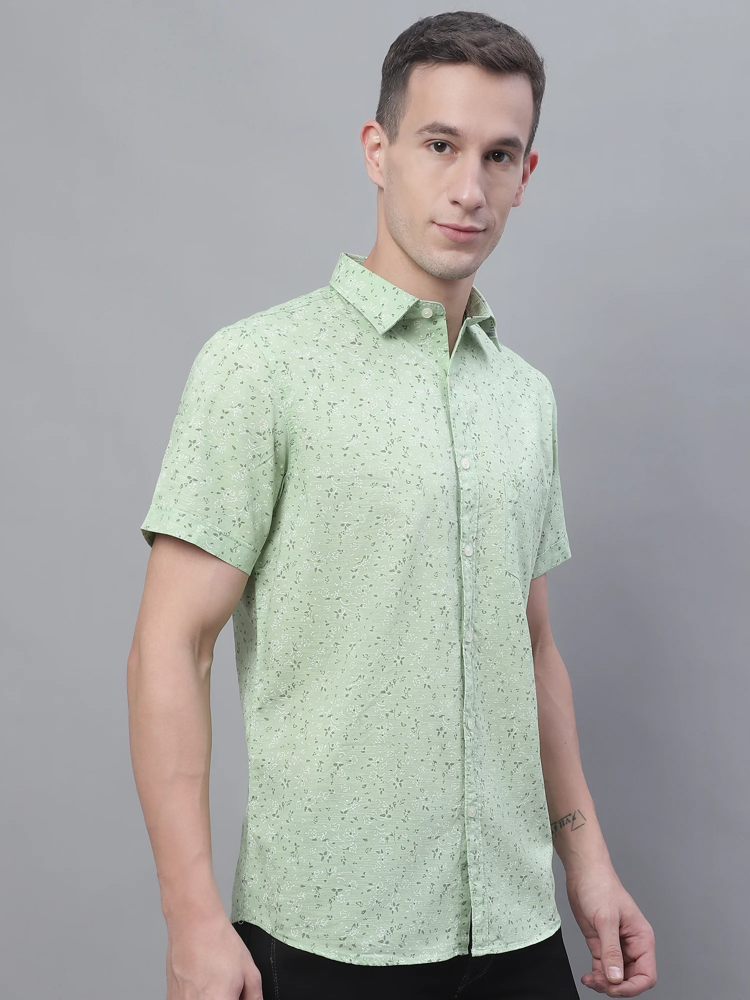 Casual Shirt for Men | Breathable & Soft with Color Fastness Regular Fit Spread Collar Neck Cotton Fabric Printed Pattern - Image 2