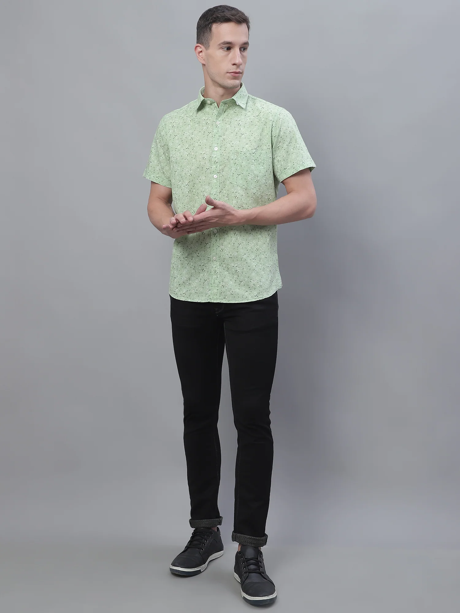 Casual Shirt for Men | Breathable & Soft with Color Fastness Regular Fit Spread Collar Neck Cotton Fabric Printed Pattern - Image 3