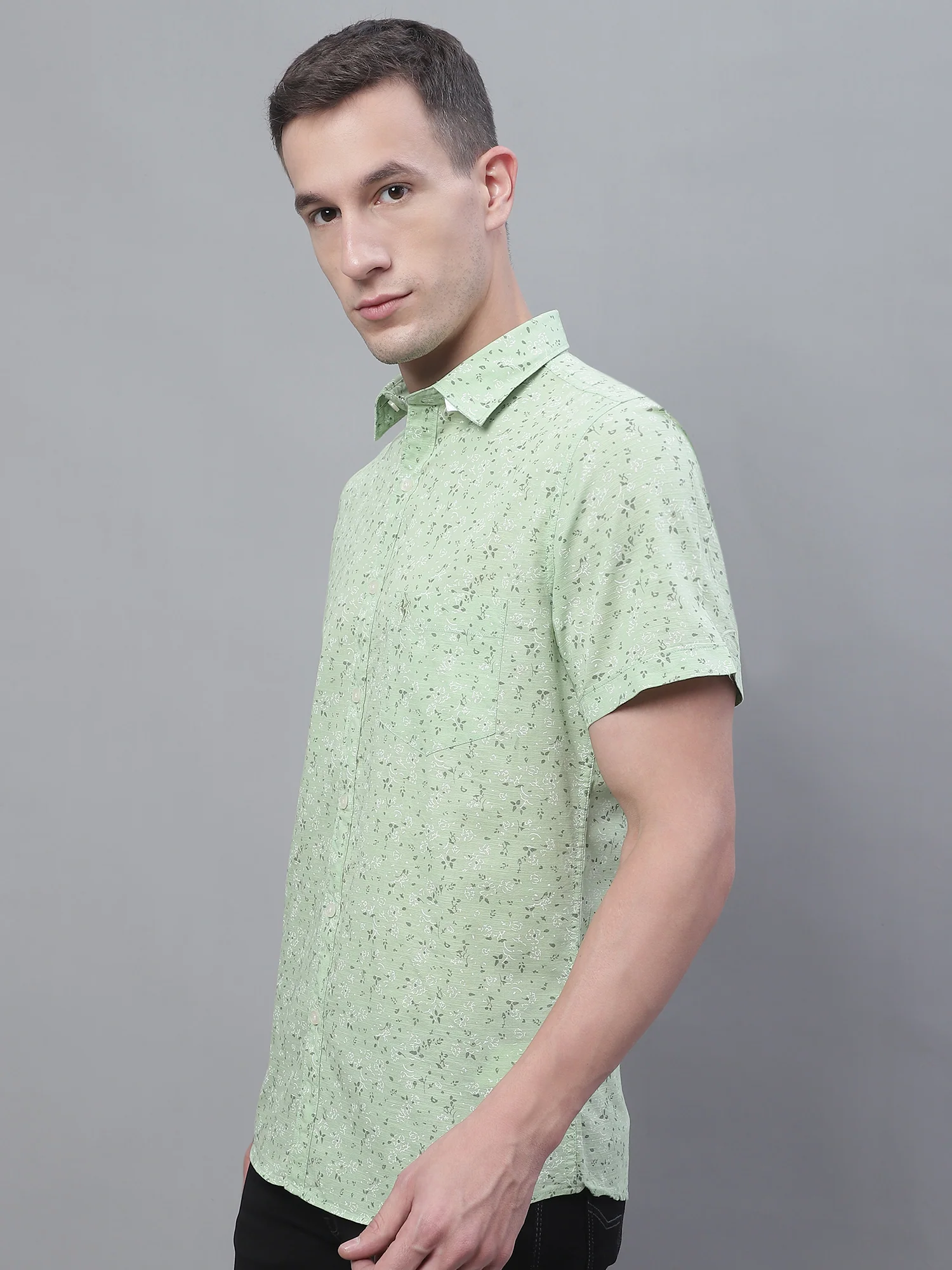 Casual Shirt for Men | Breathable & Soft with Color Fastness Regular Fit Spread Collar Neck Cotton Fabric Printed Pattern - Image 4