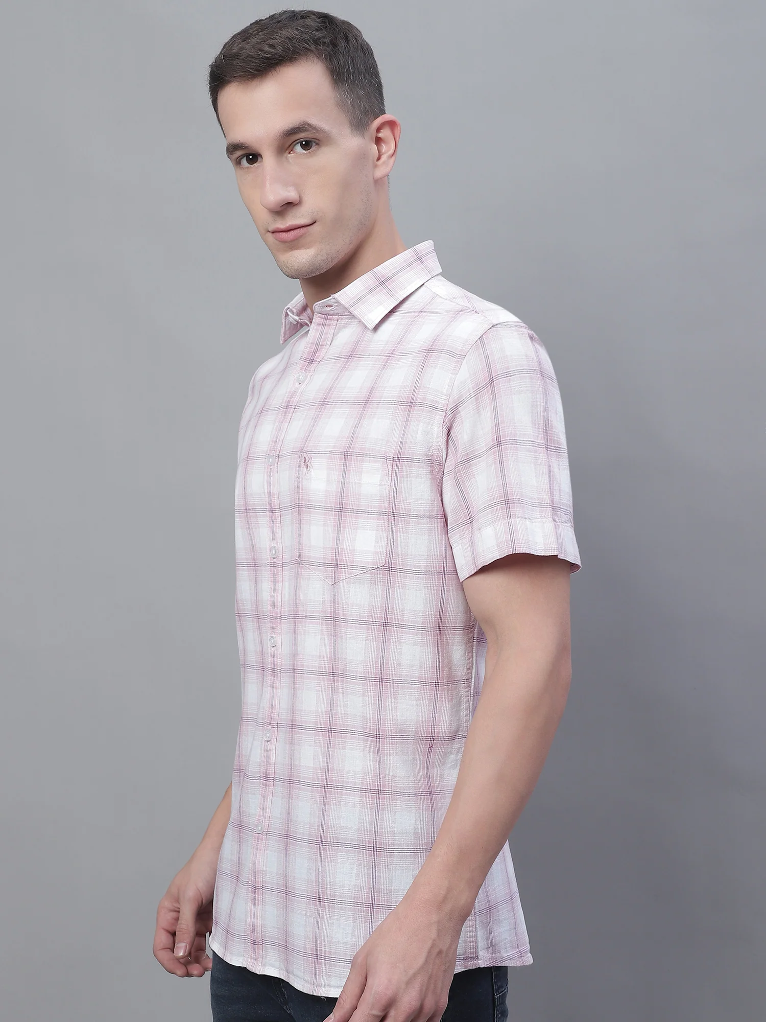 Casual Shirt for Men | Breathable & Soft with Color Fastness Regular Fit Spread Collar Neck Cotton Fabric Checkered Pattern - Image 2