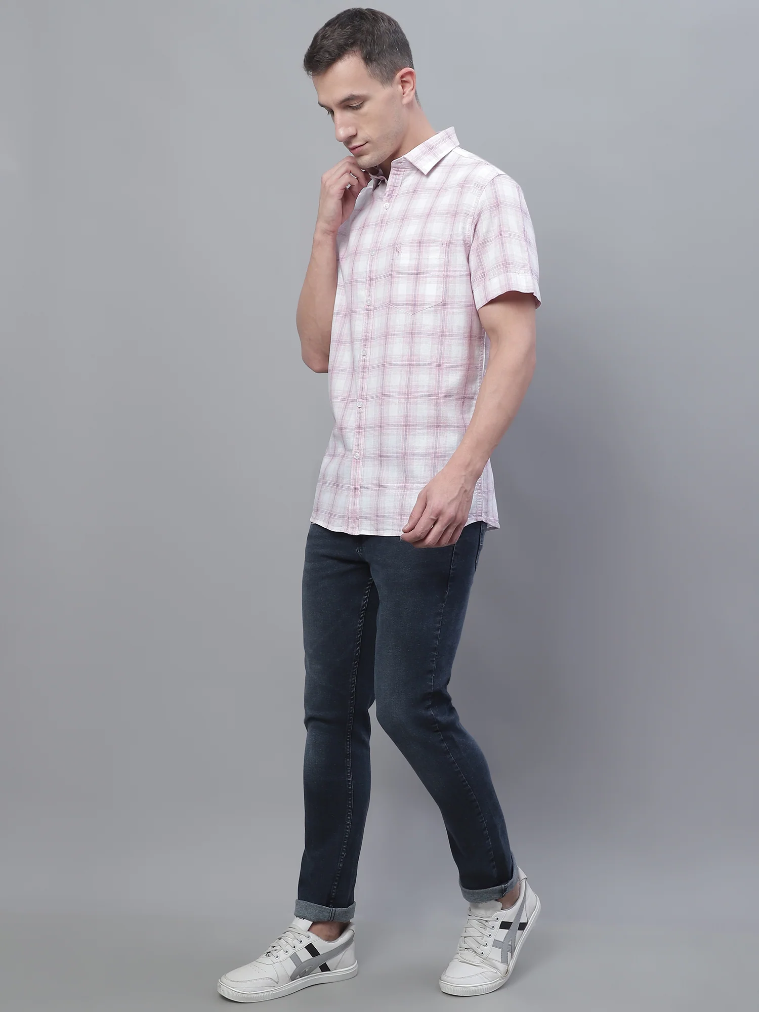 Casual Shirt for Men | Breathable & Soft with Color Fastness Regular Fit Spread Collar Neck Cotton Fabric Checkered Pattern - Image 4
