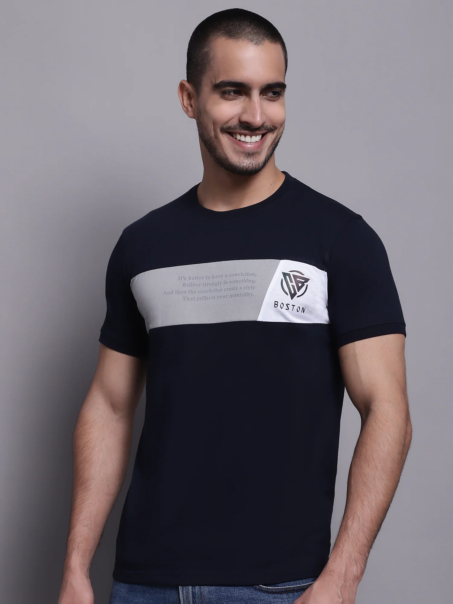 T-Shirt for Men | Breathable & Soft with Color Fastness Regular Fit Round Neck Poly Cotton Fabric Printed Pattern - Image 2
