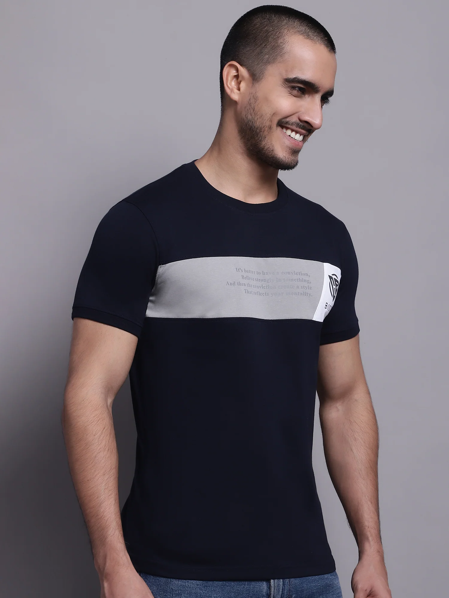 T-Shirt for Men | Breathable & Soft with Color Fastness Regular Fit Round Neck Poly Cotton Fabric Printed Pattern - Image 3