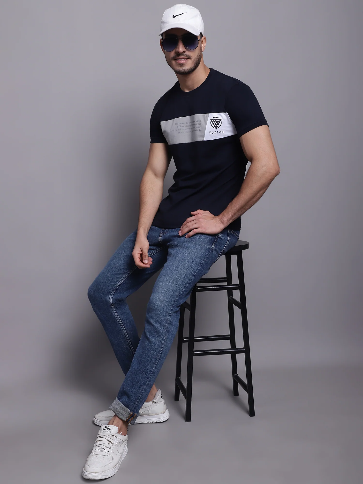 T-Shirt for Men | Breathable & Soft with Color Fastness Regular Fit Round Neck Poly Cotton Fabric Printed Pattern - Image 4