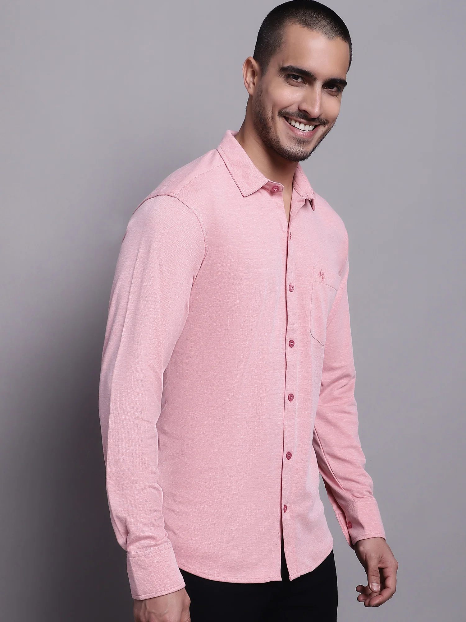 Casual Shirt for Men | Breathable & Soft with Color Fastness Regular Fit Spread Collar Neck Poly Cotton Fabric Solid Pattern - Image 2