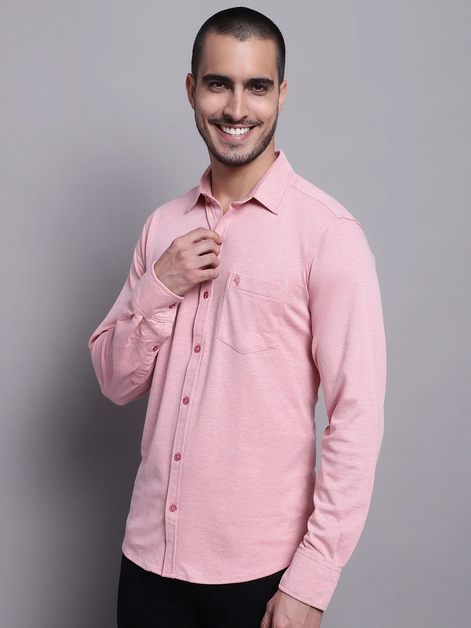 Casual Shirt for Men | Breathable & Soft with Color Fastness Regular Fit Spread Collar Neck Poly Cotton Fabric Solid Pattern - Image 3