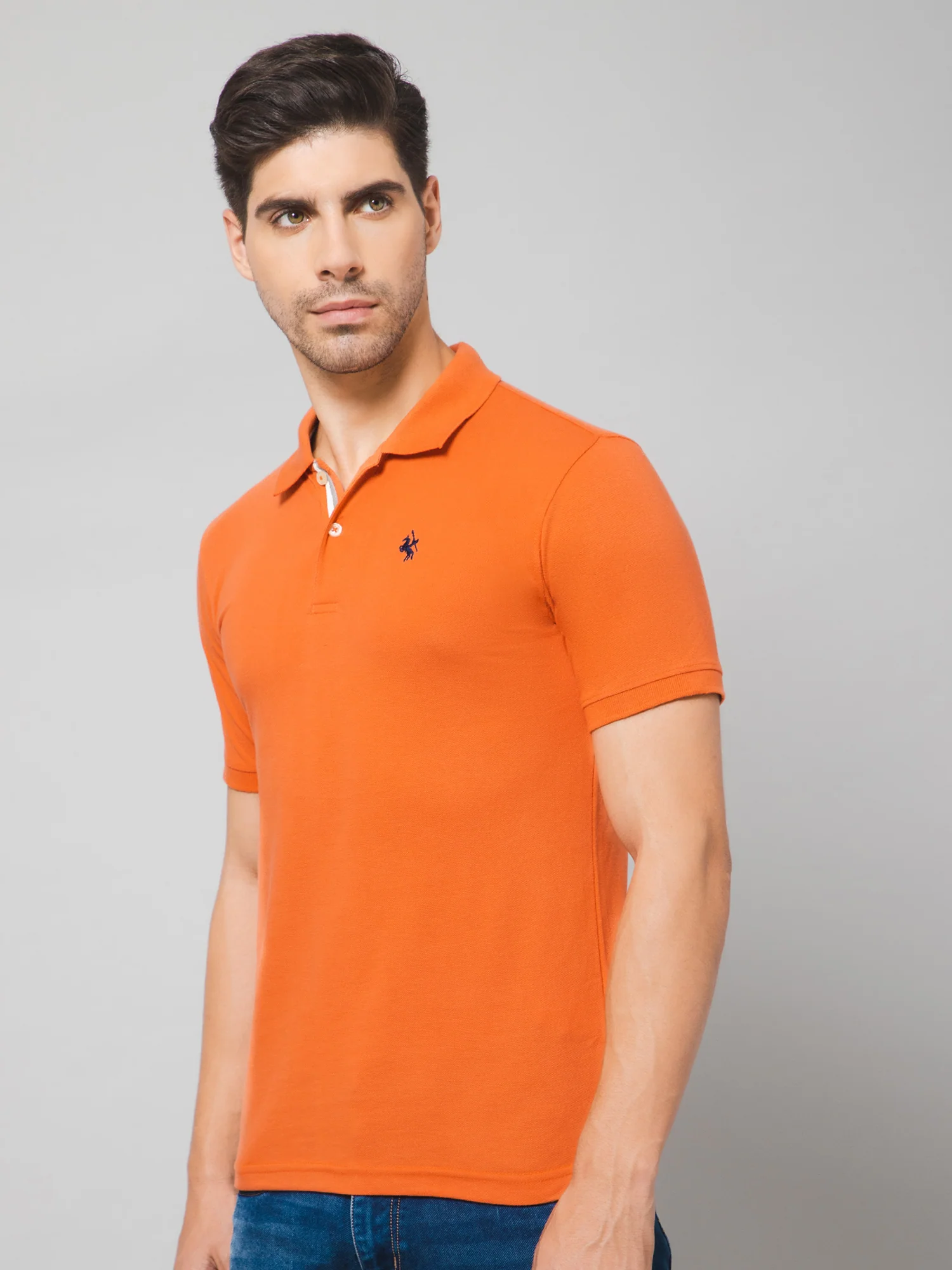 T-Shirt for Men | Breathable & Soft with Color Fastness Regular Fit Polo Neck Poly Cotton Fabric Solid Pattern - Image 2