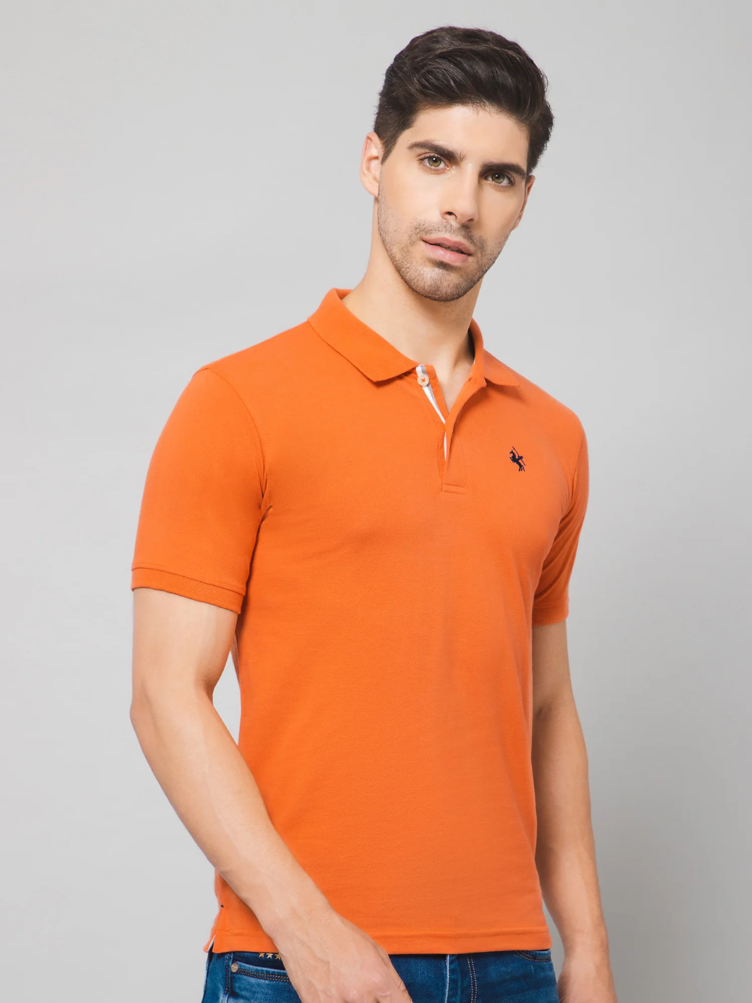 T-Shirt for Men | Breathable & Soft with Color Fastness Regular Fit Polo Neck Poly Cotton Fabric Solid Pattern - Image 3