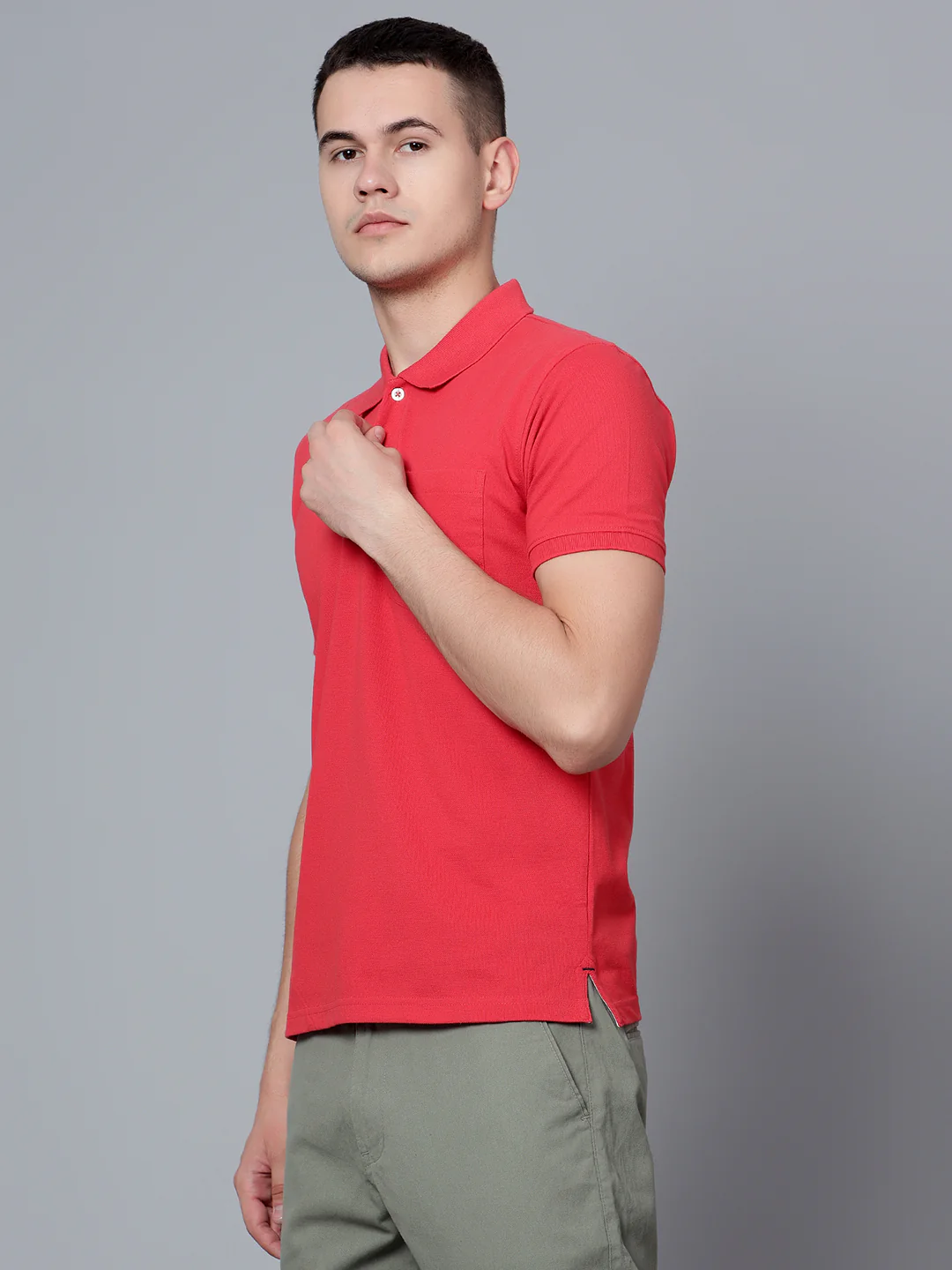 T-Shirt for Men | Breathable & Soft with Color Fastness Regular Fit Polo Neck Poly Cotton Fabric Solid Pattern - Image 2