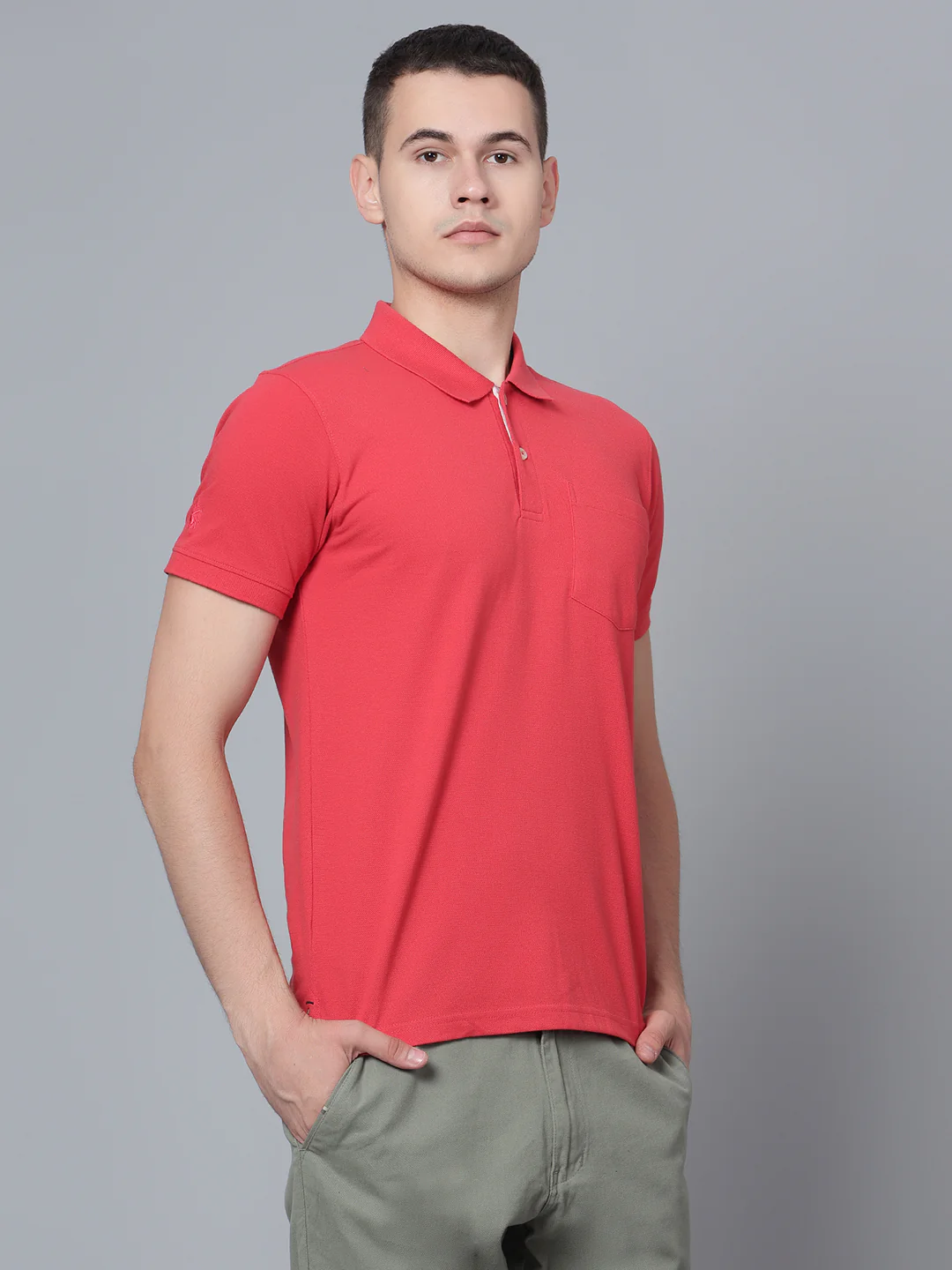 T-Shirt for Men | Breathable & Soft with Color Fastness Regular Fit Polo Neck Poly Cotton Fabric Solid Pattern - Image 3