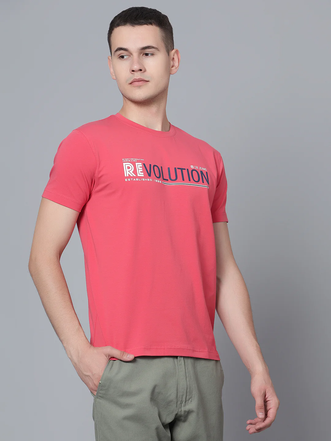 T-Shirt for Men | Breathable & Soft with Color Fastness Regular Fit Round Neck Cotton Blend Fabric Printed Pattern - Image 3
