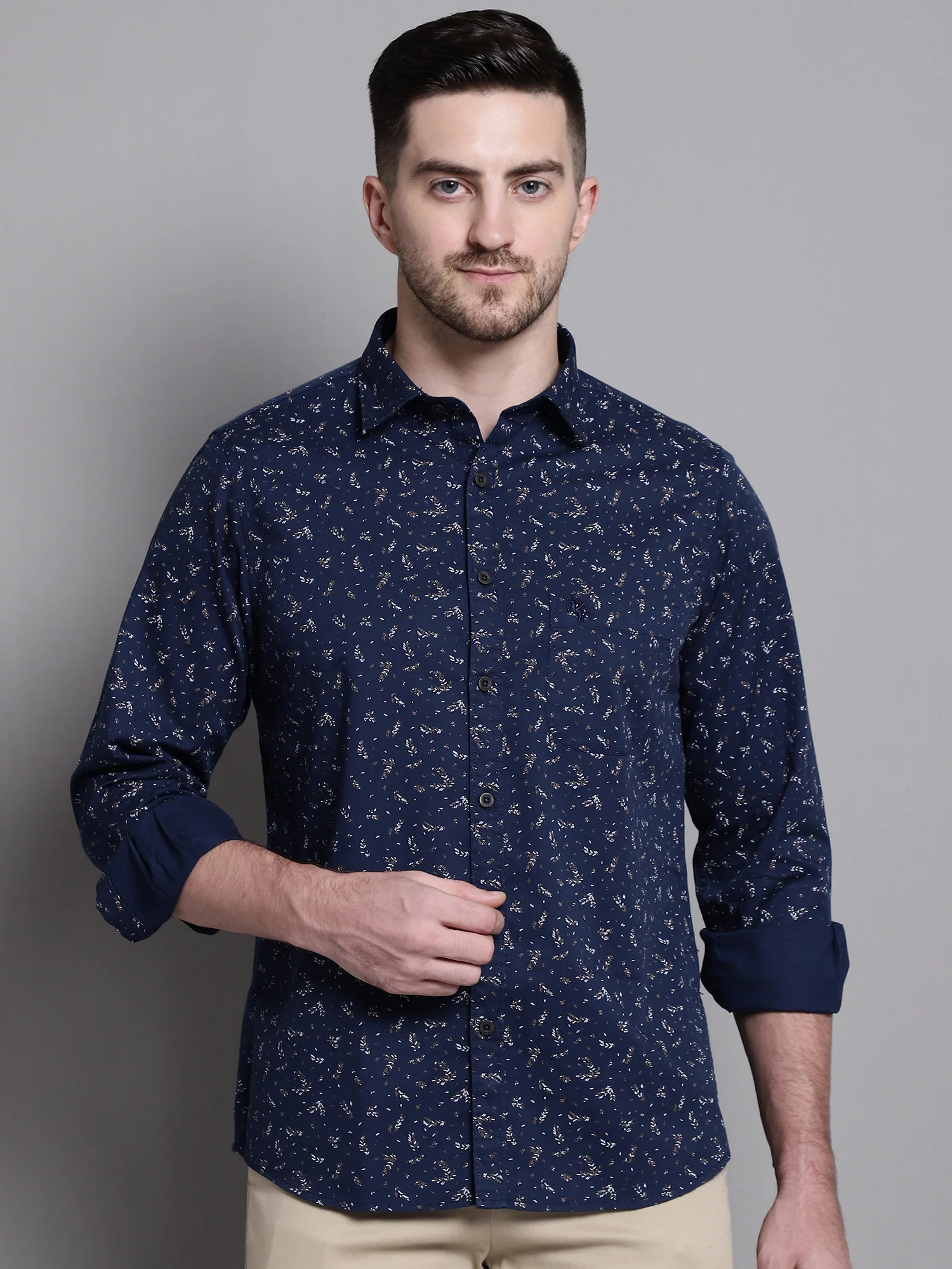 Casual Shirt for Men | Breathable & Soft with Color Fastness Regular Fit Spread Collar Neck Cotton Fabric Printed Pattern