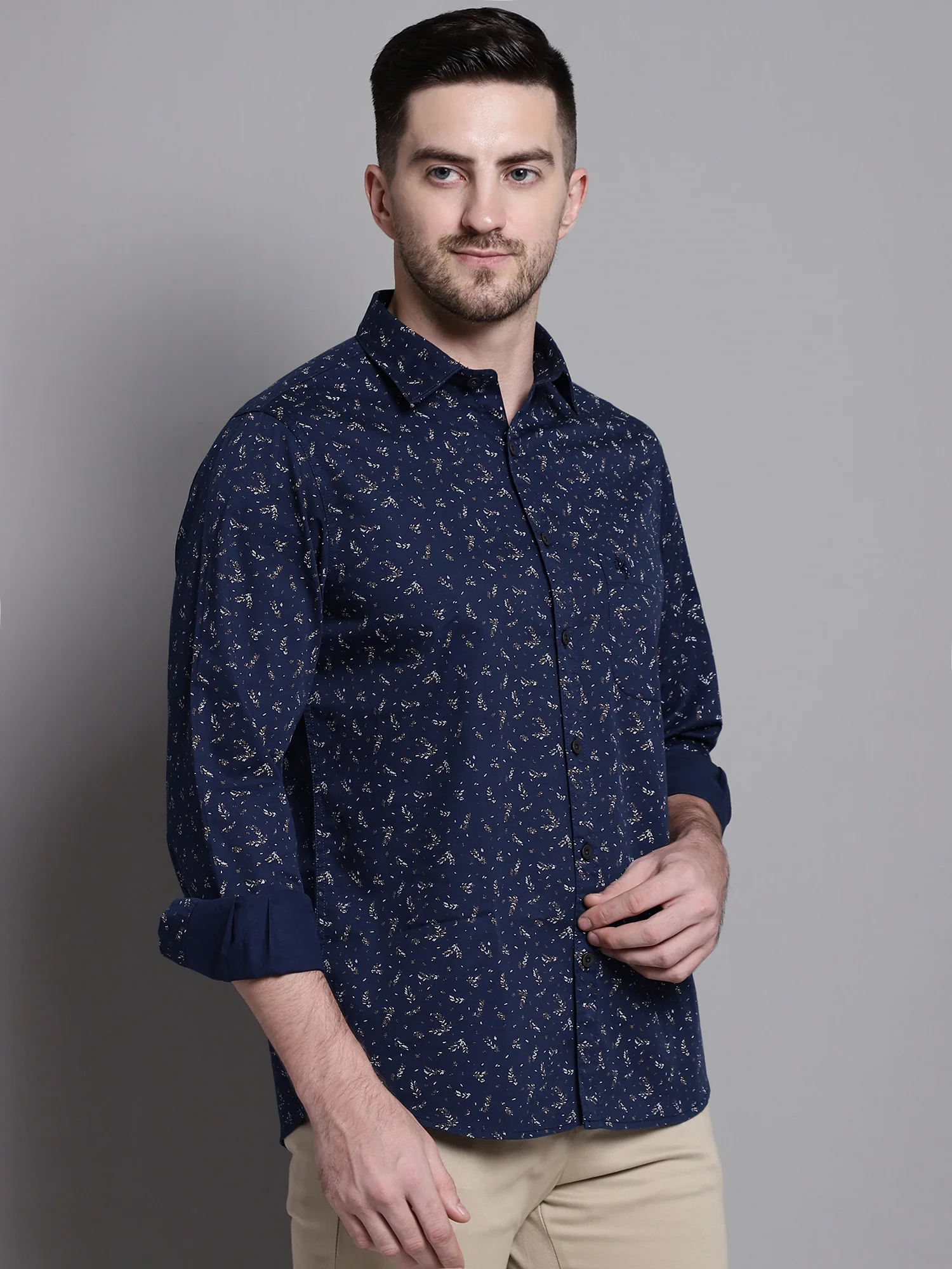 Casual Shirt for Men | Breathable & Soft with Color Fastness Regular Fit Spread Collar Neck Cotton Fabric Printed Pattern - Image 4