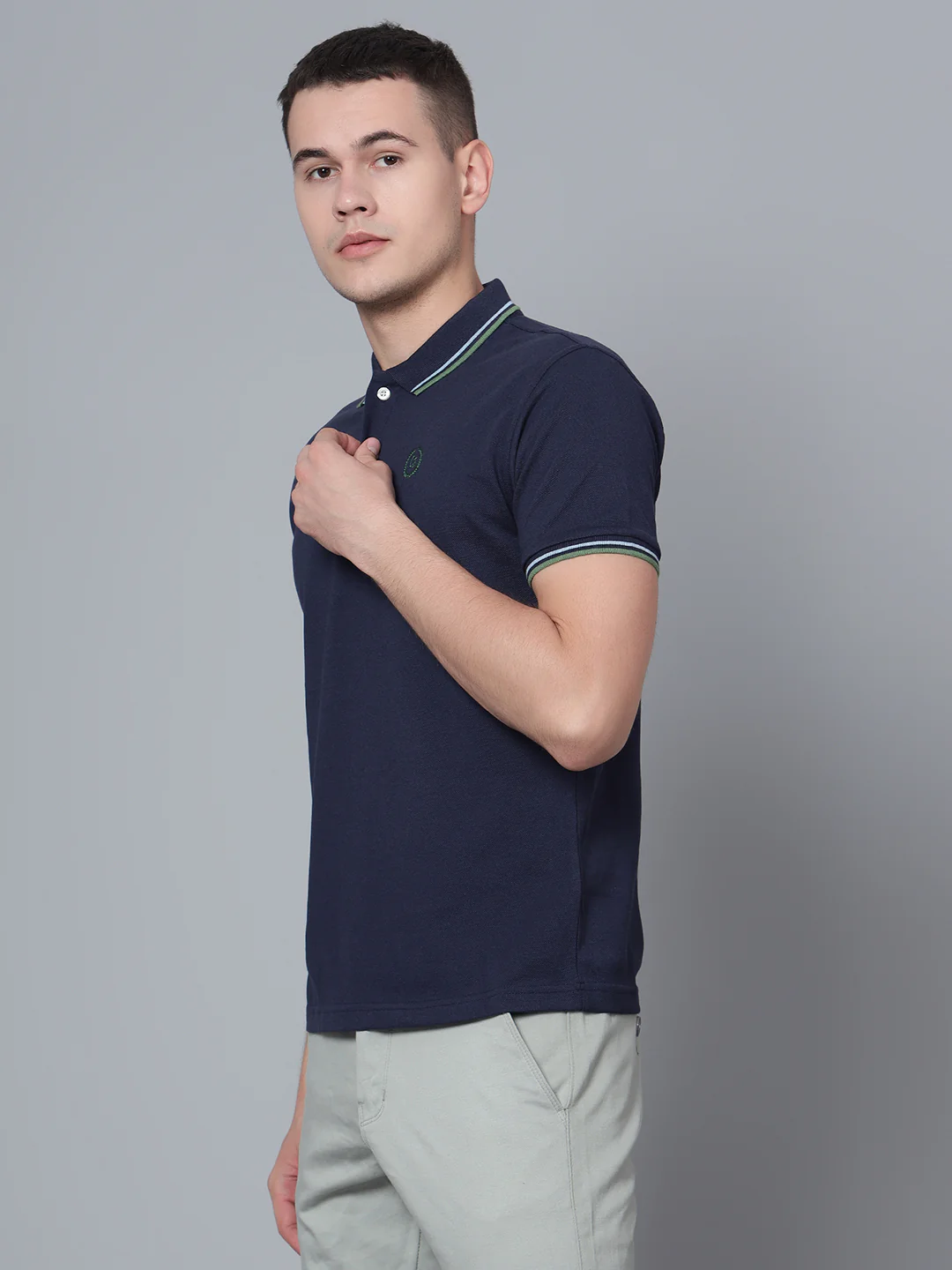 T-Shirt for Men | Breathable & Soft with Color Fastness Regular Fit Polo Neck Poly Cotton Fabric Solid Pattern - Image 2