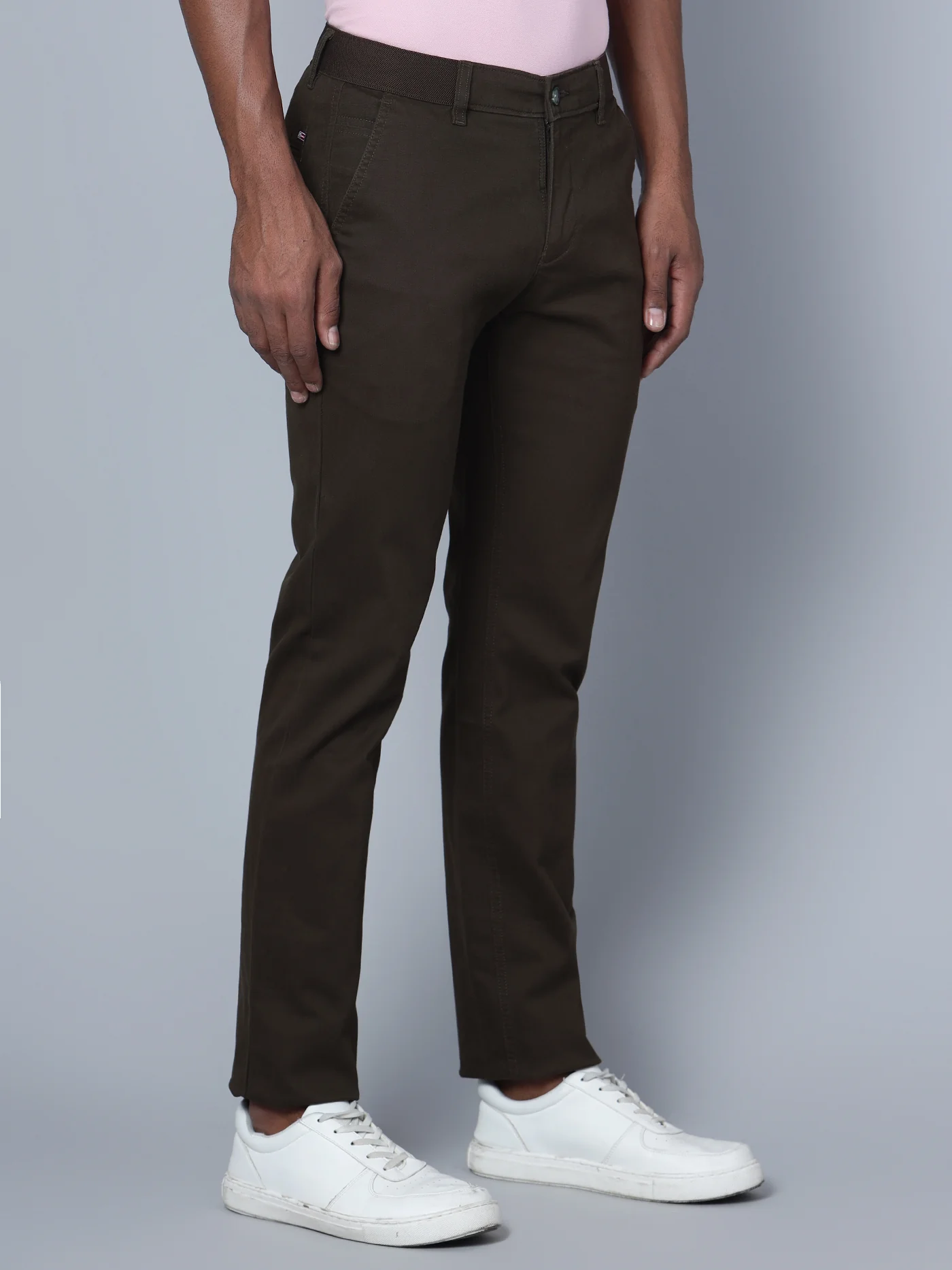 Men's Casual Flat front Military Green  Trousers - Image 2
