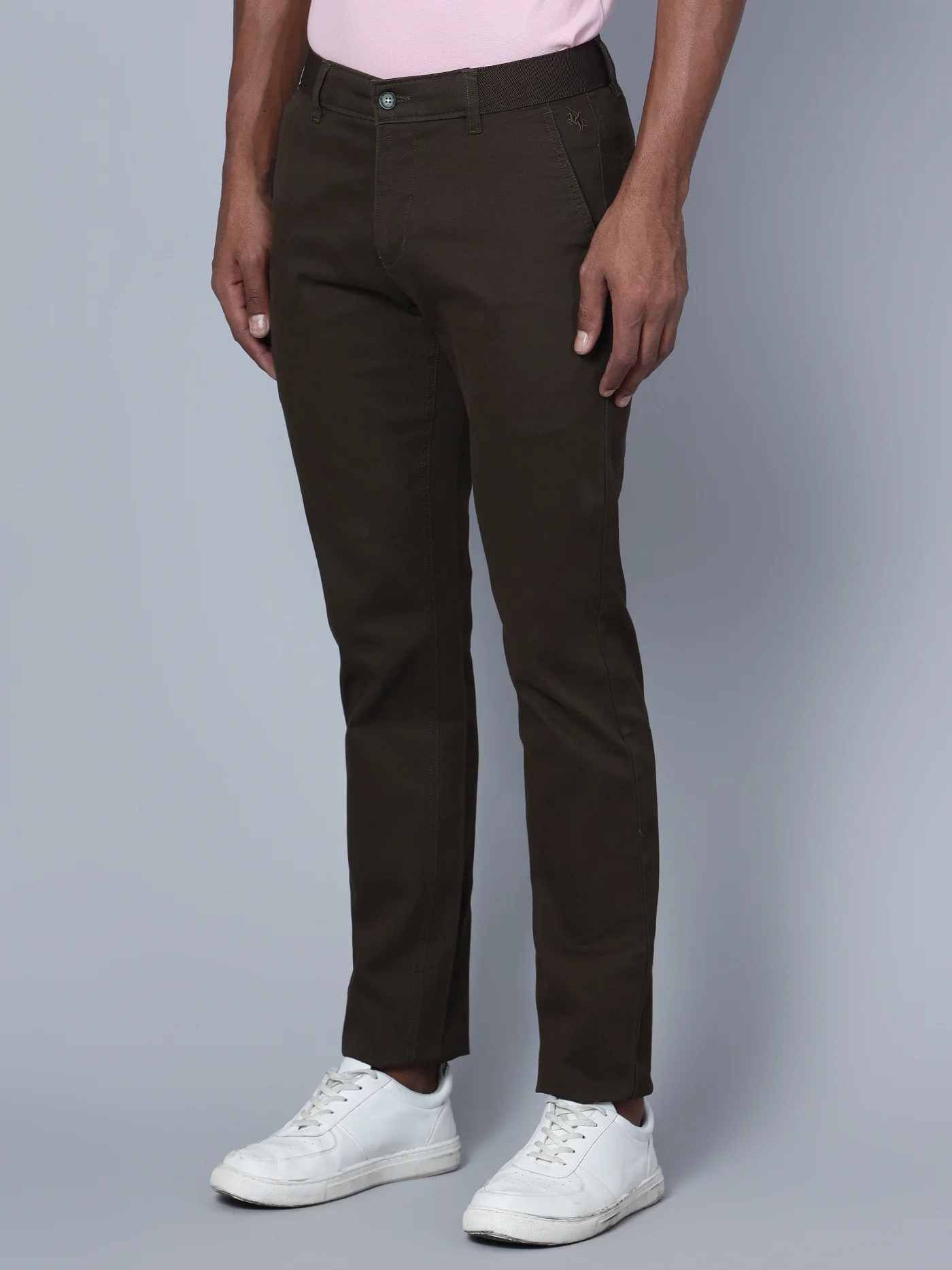 Men's Casual Flat front Military Green  Trousers - Image 3