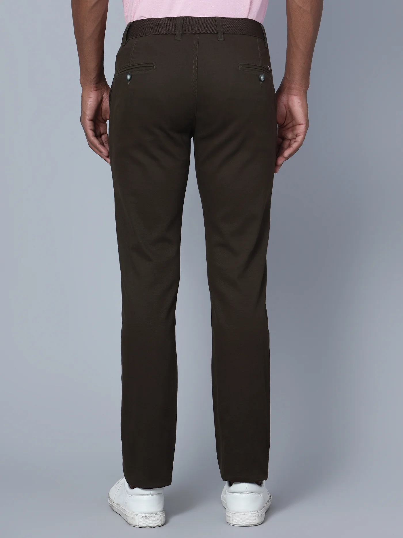 Men's Casual Flat front Military Green  Trousers - Image 4
