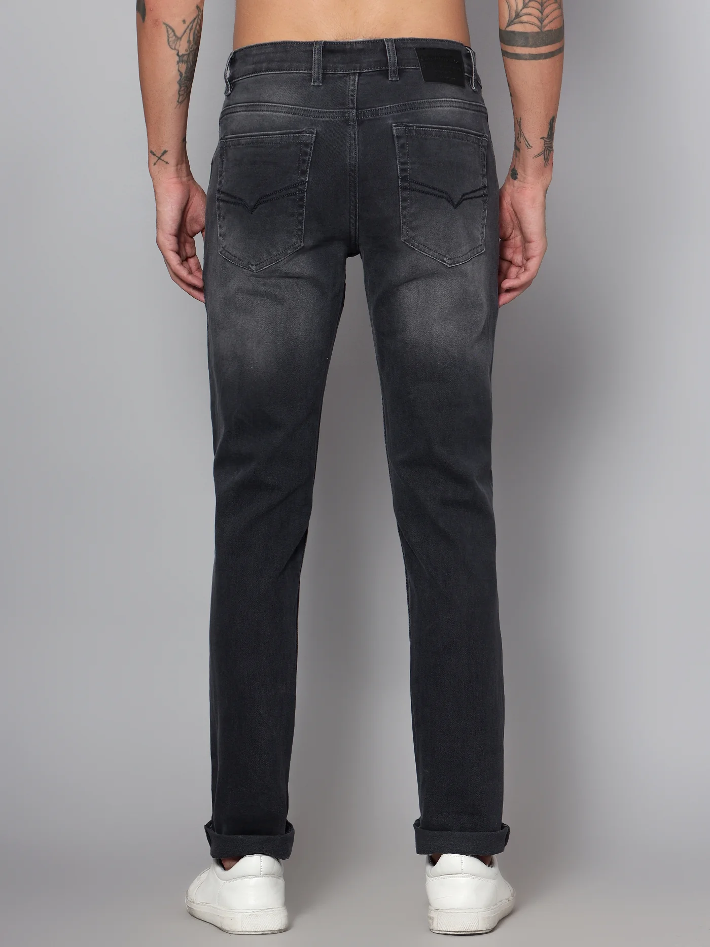 Denim Jeans for Men l Breathable & Soft with Color Fastness Ultra Narrow Fit Cotton Fabric Solid Pattern Button Closure - Image 4