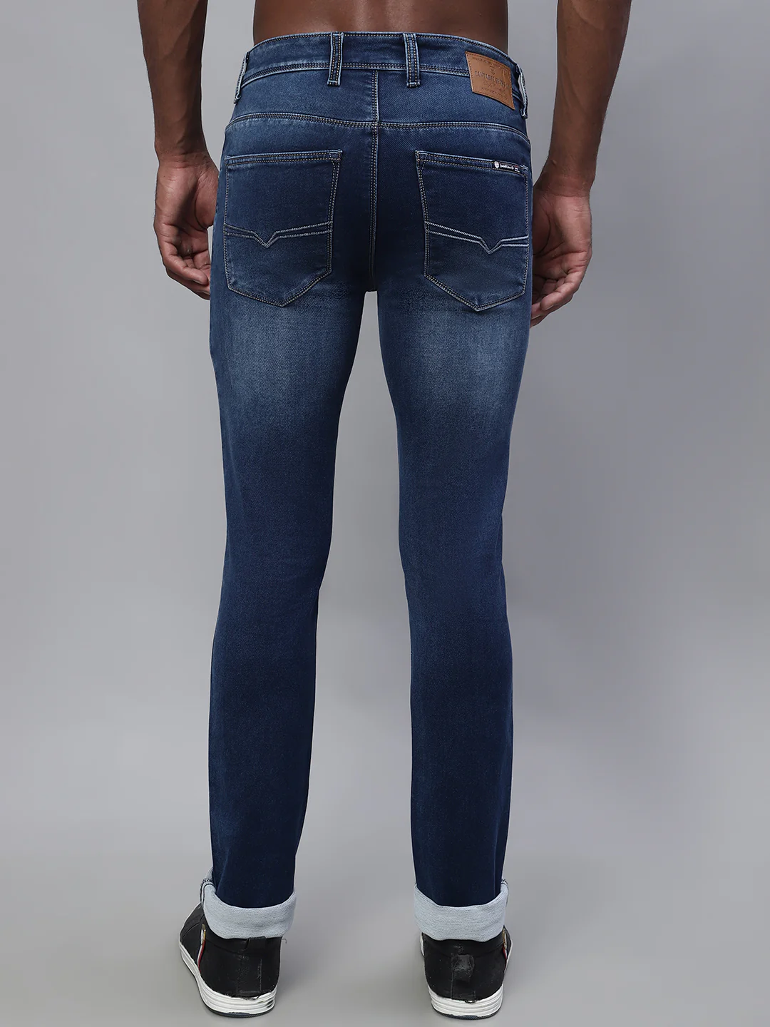 Denim Jeans for Men l Breathable & Soft with Color Fastness Ultra Narrow Fit Cotton Fabric Solid Pattern Button Closure - Image 2