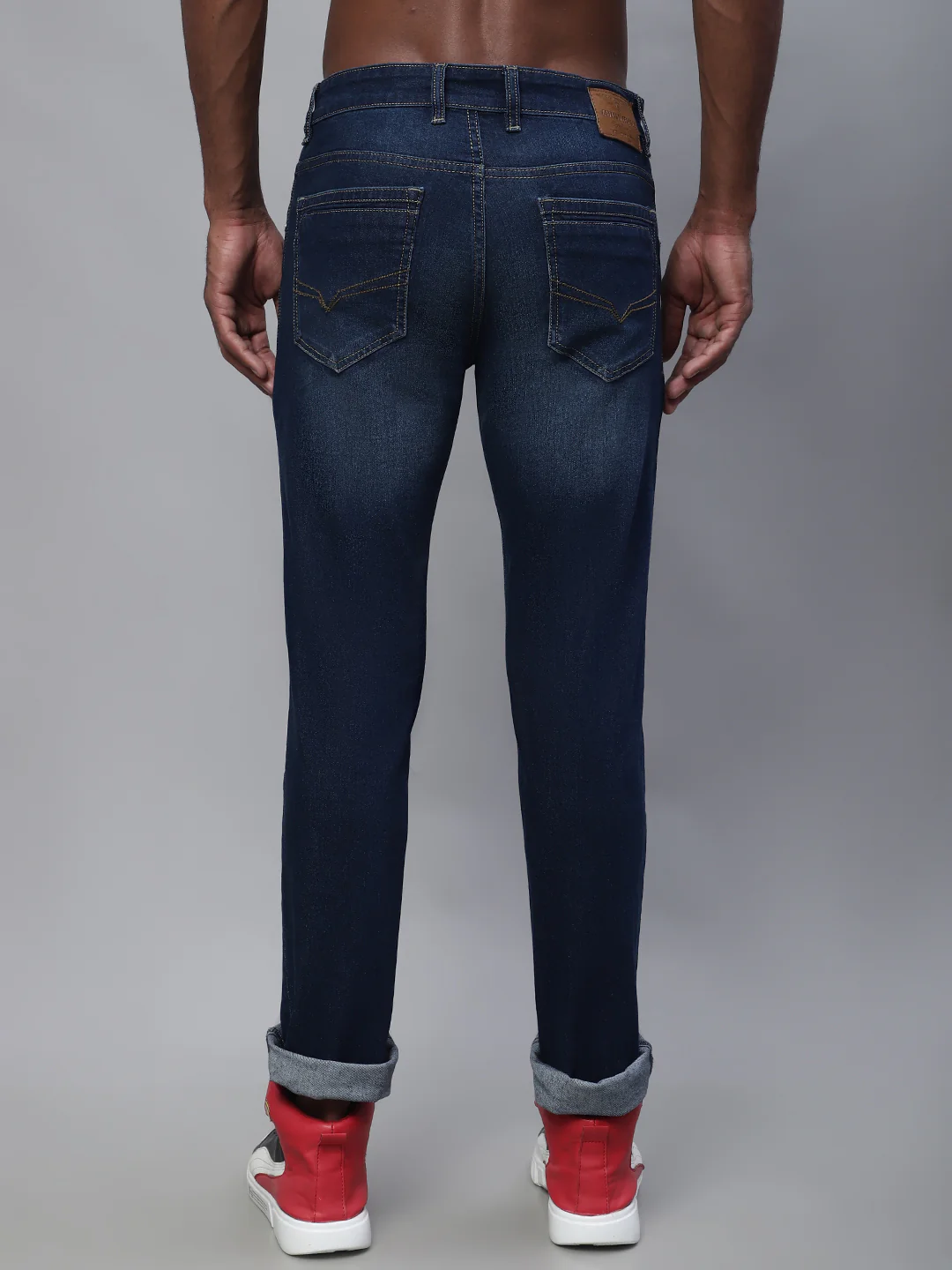 Denim Jeans for Men l Breathable & Soft with Color Fastness Ultra Narrow Fit Cotton Fabric Solid Pattern Button Closure - Image 2