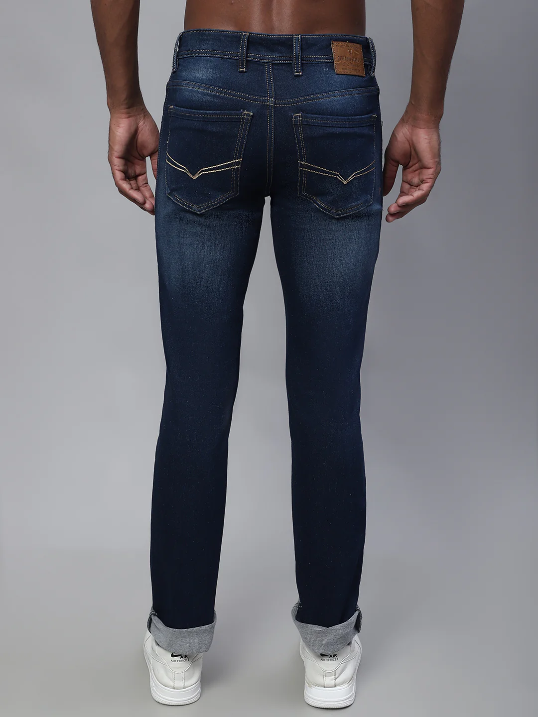 Denim Jeans for Men l Breathable & Soft with Color Fastness Ultra Narrow Fit Cotton Fabric Solid Pattern Button Closure - Image 2