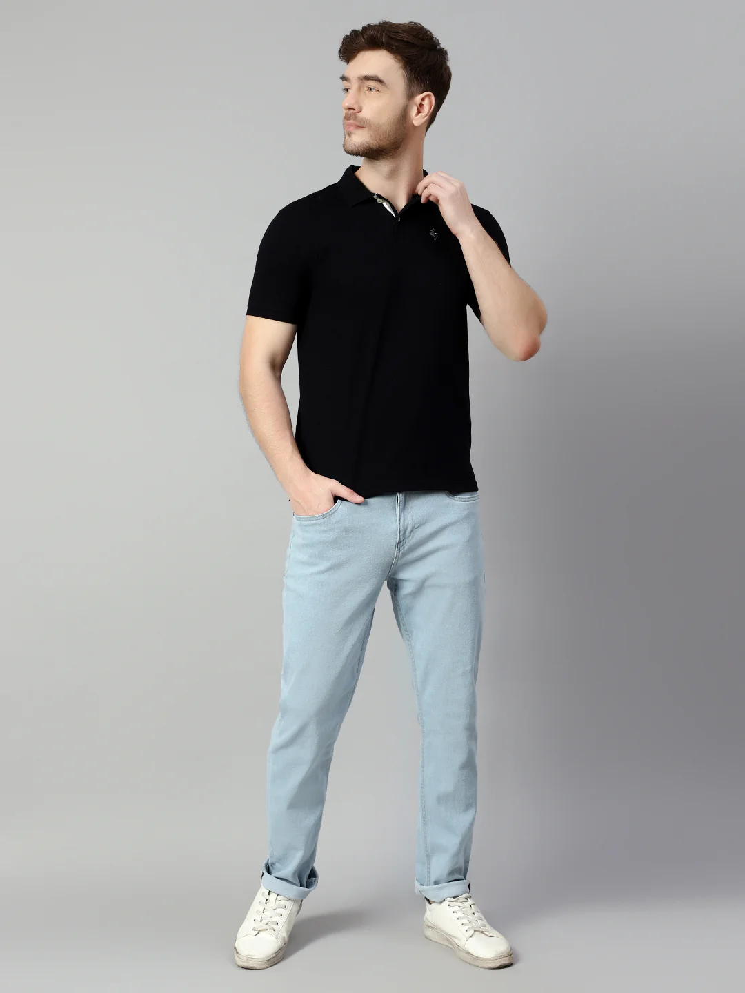 T-Shirt for Men | Breathable & Soft with Color Fastness Regular Fit Polo Neck Poly Cotton Fabric Solid Pattern - Image 4