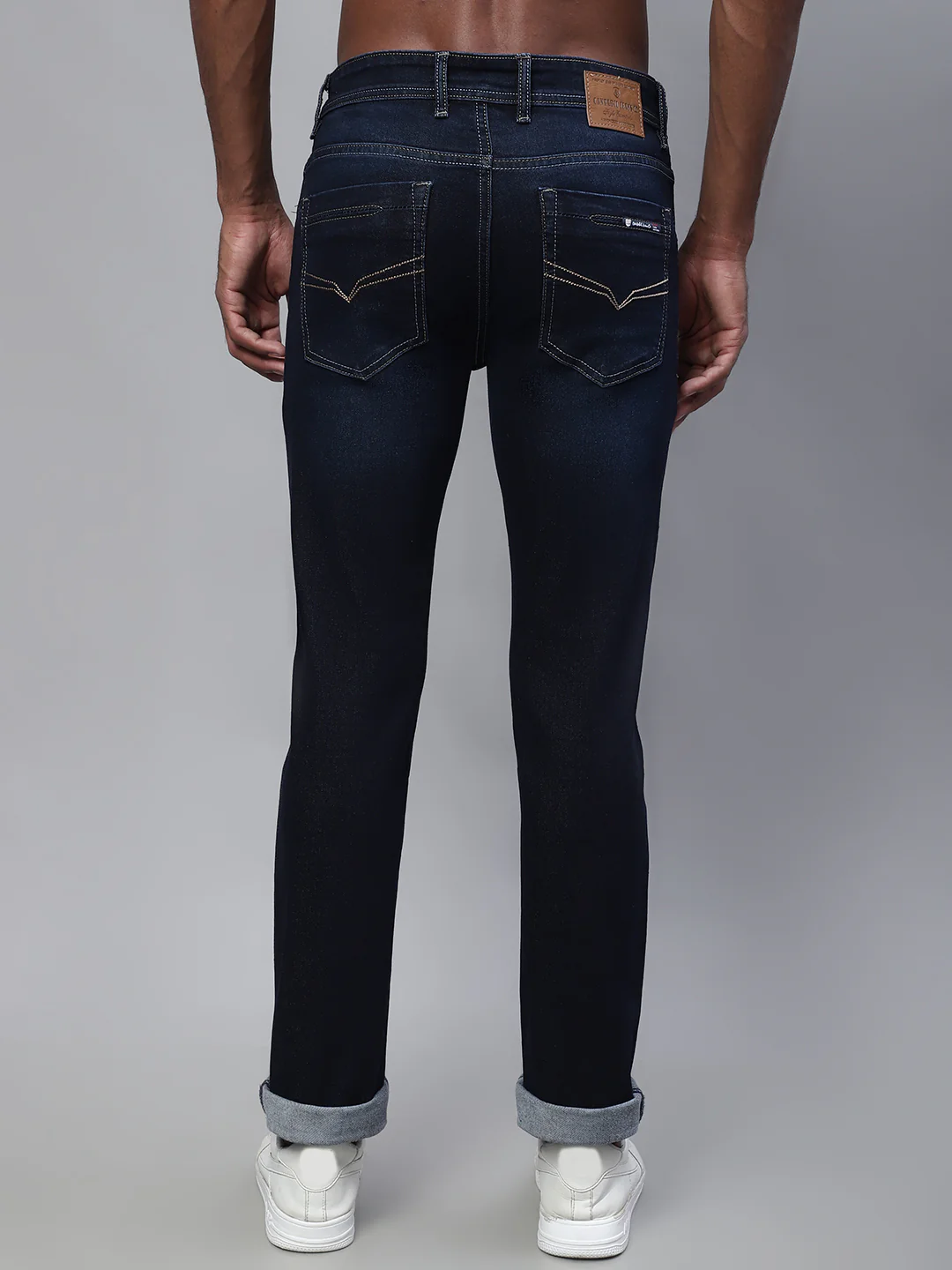 Denim Jeans for Men l Breathable & Soft with Color Fastness Ultra Narrow Fit Cotton Fabric Solid Pattern Button Closure - Image 2