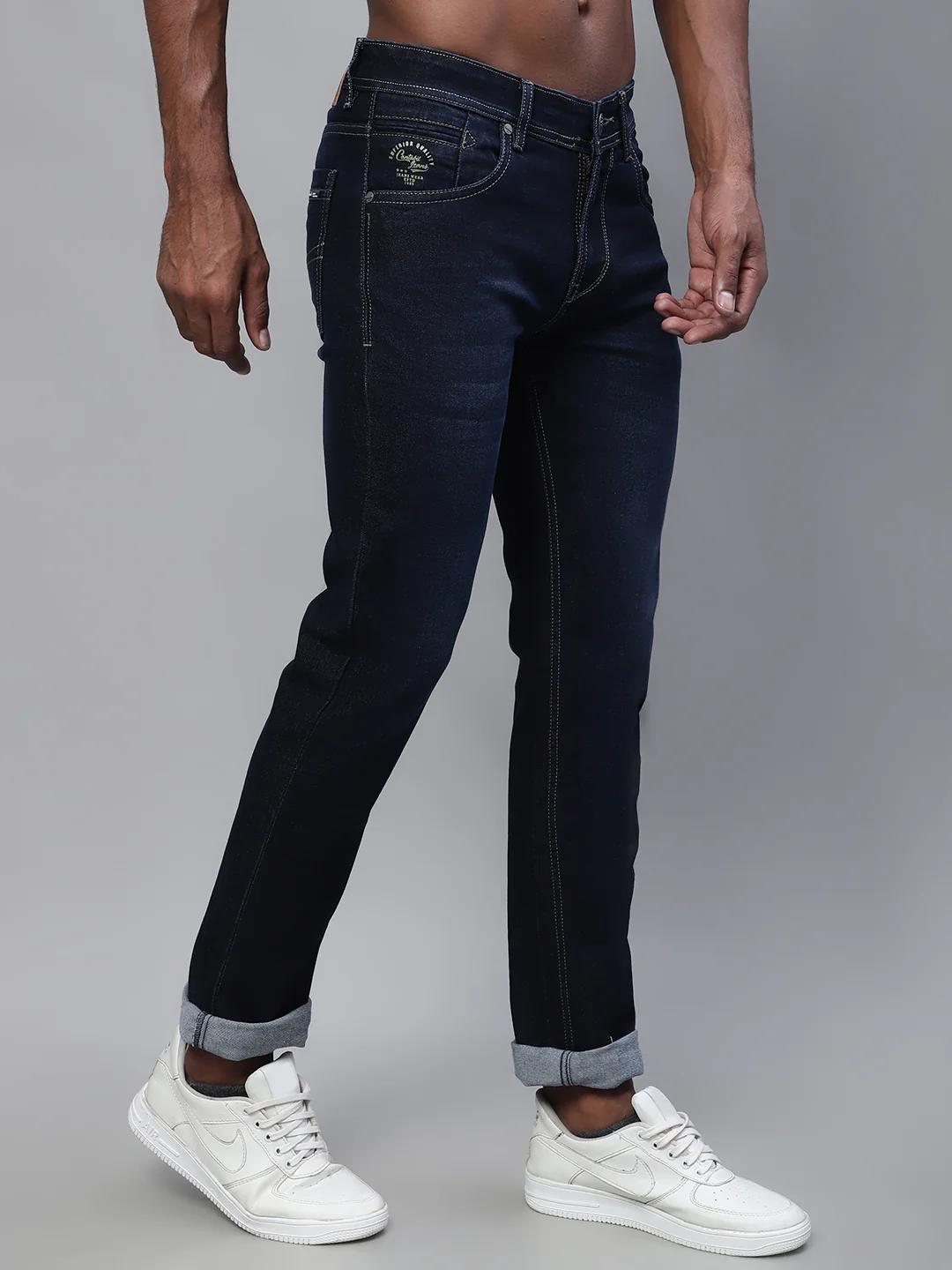 Denim Jeans for Men l Breathable & Soft with Color Fastness Ultra Narrow Fit Cotton Fabric Solid Pattern Button Closure - Image 4