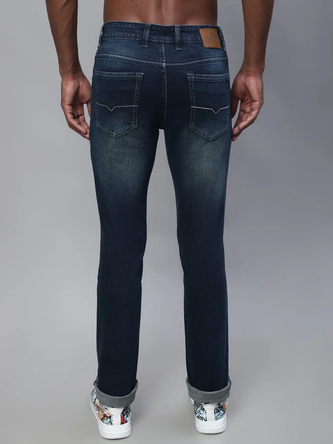 Denim Jeans for Men l Breathable & Soft with Color Fastness Ultra Narrow Fit Cotton Fabric Solid Pattern Button Closure - Image 2
