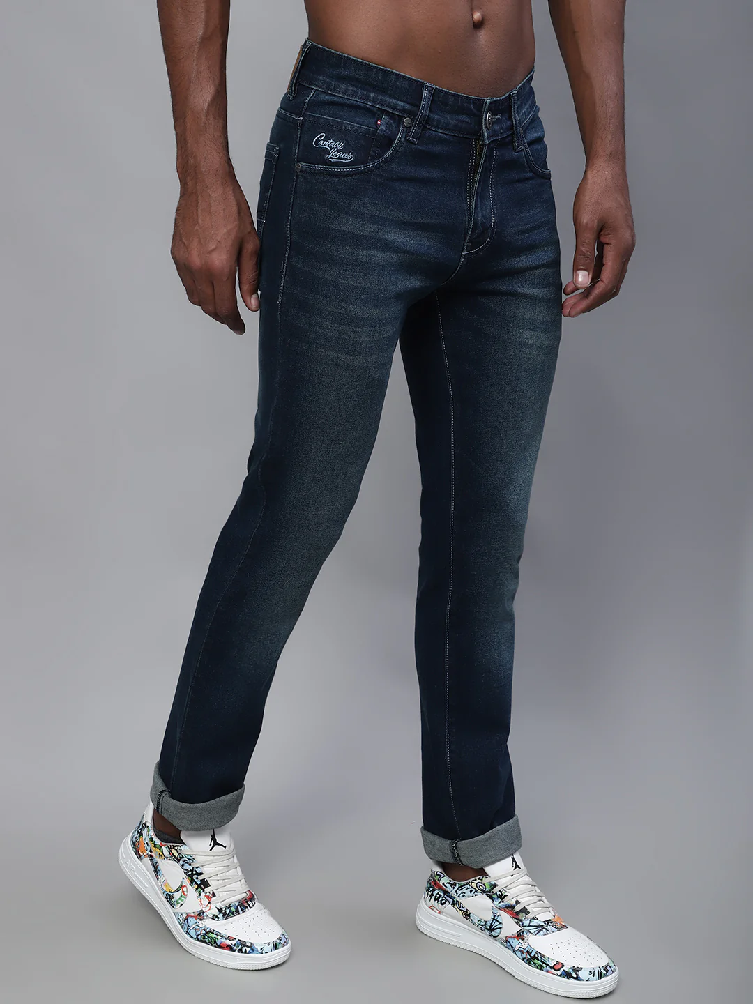 Denim Jeans for Men l Breathable & Soft with Color Fastness Ultra Narrow Fit Cotton Fabric Solid Pattern Button Closure - Image 4