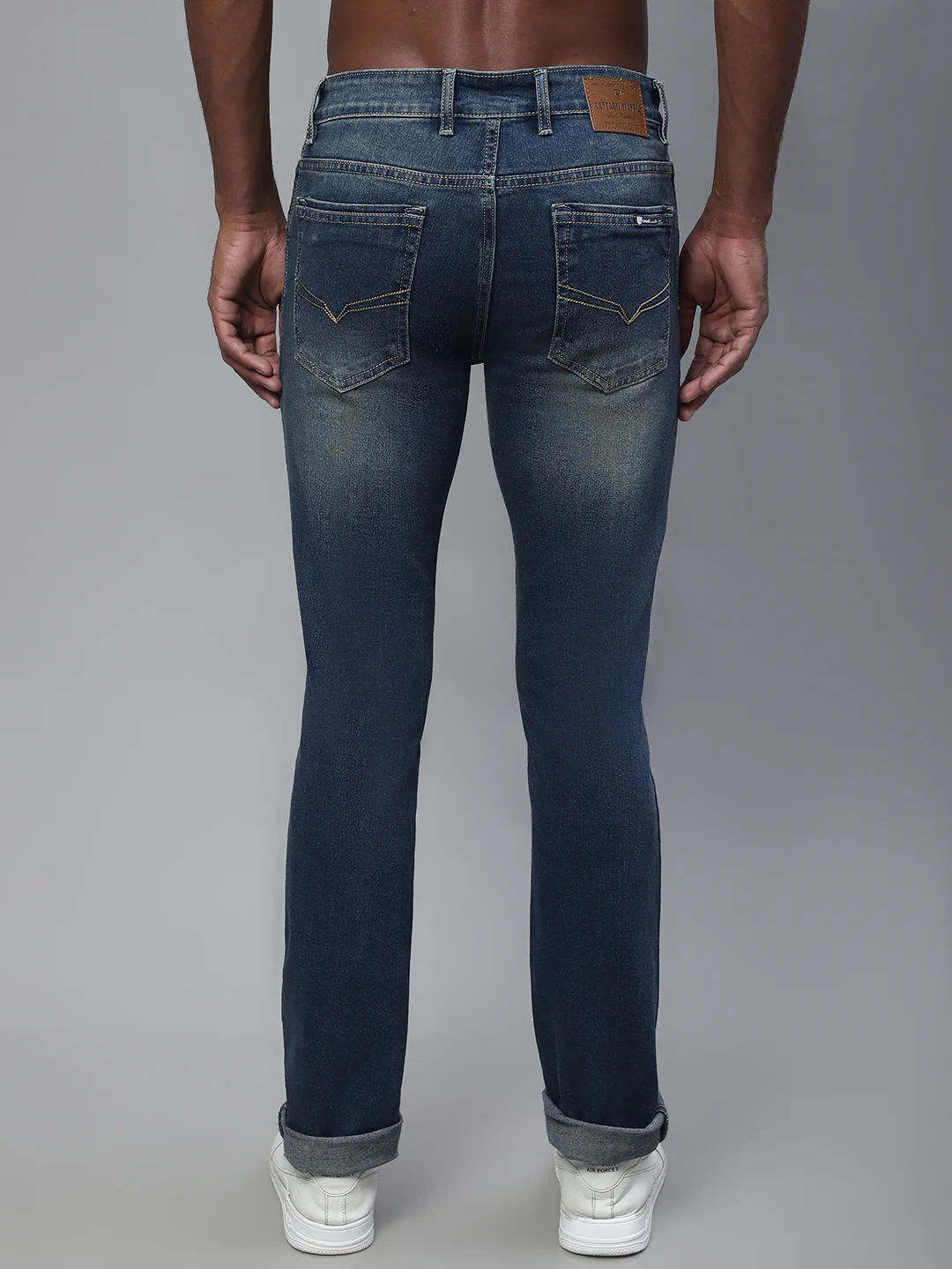 Denim Jeans for Men l Breathable & Soft with Color Fastness Ultra Narrow Fit Cotton Fabric Solid Pattern Button Closure - Image 2