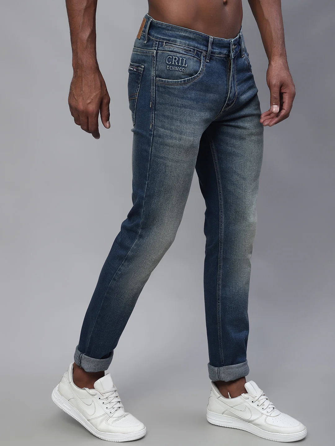 Denim Jeans for Men l Breathable & Soft with Color Fastness Ultra Narrow Fit Cotton Fabric Solid Pattern Button Closure - Image 4