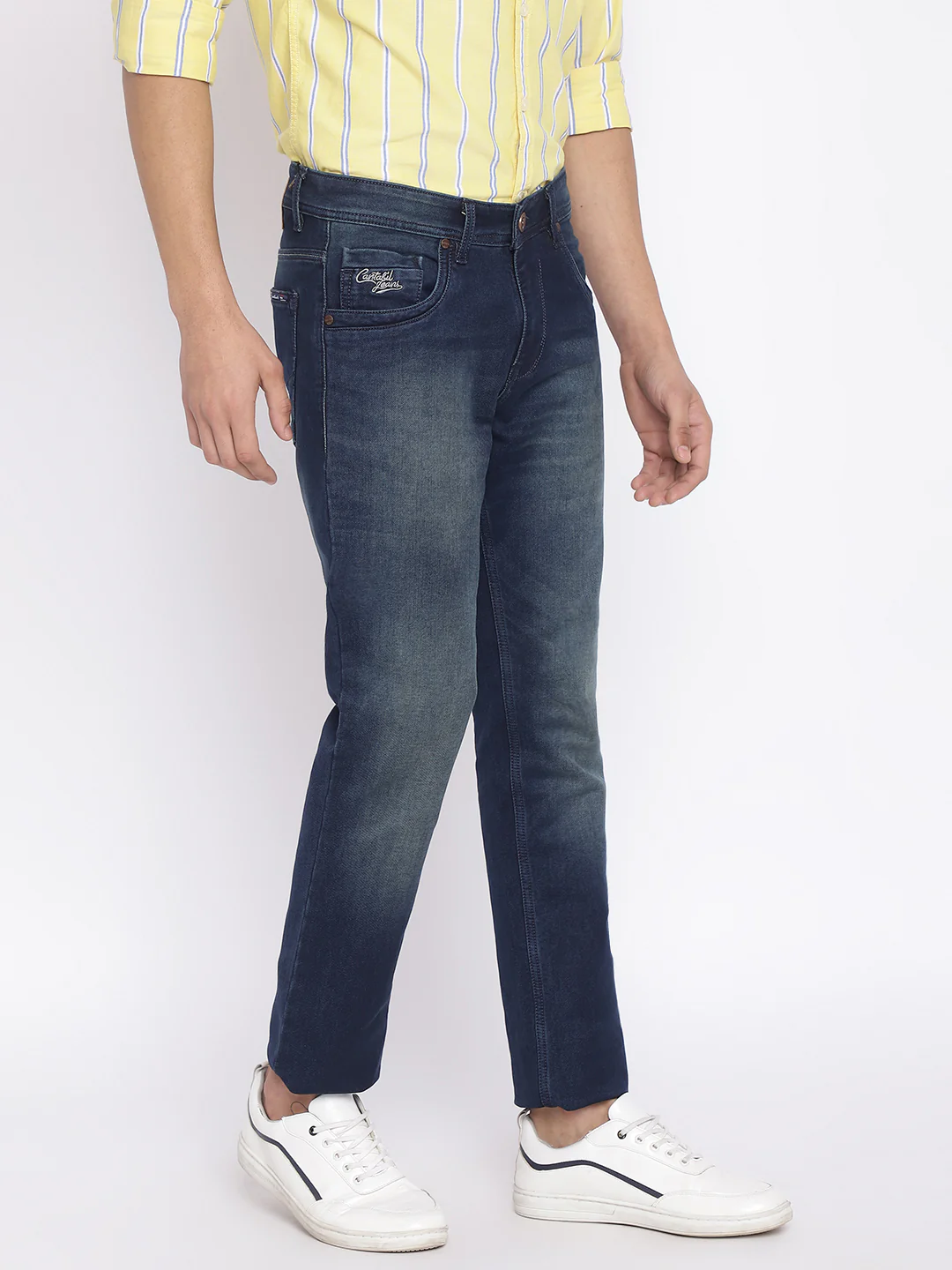 Denim Jeans for Men l Breathable & Soft with Color Fastness Ultra Narrow Fit Cotton Fabric Solid Pattern Button Closure - Image 3